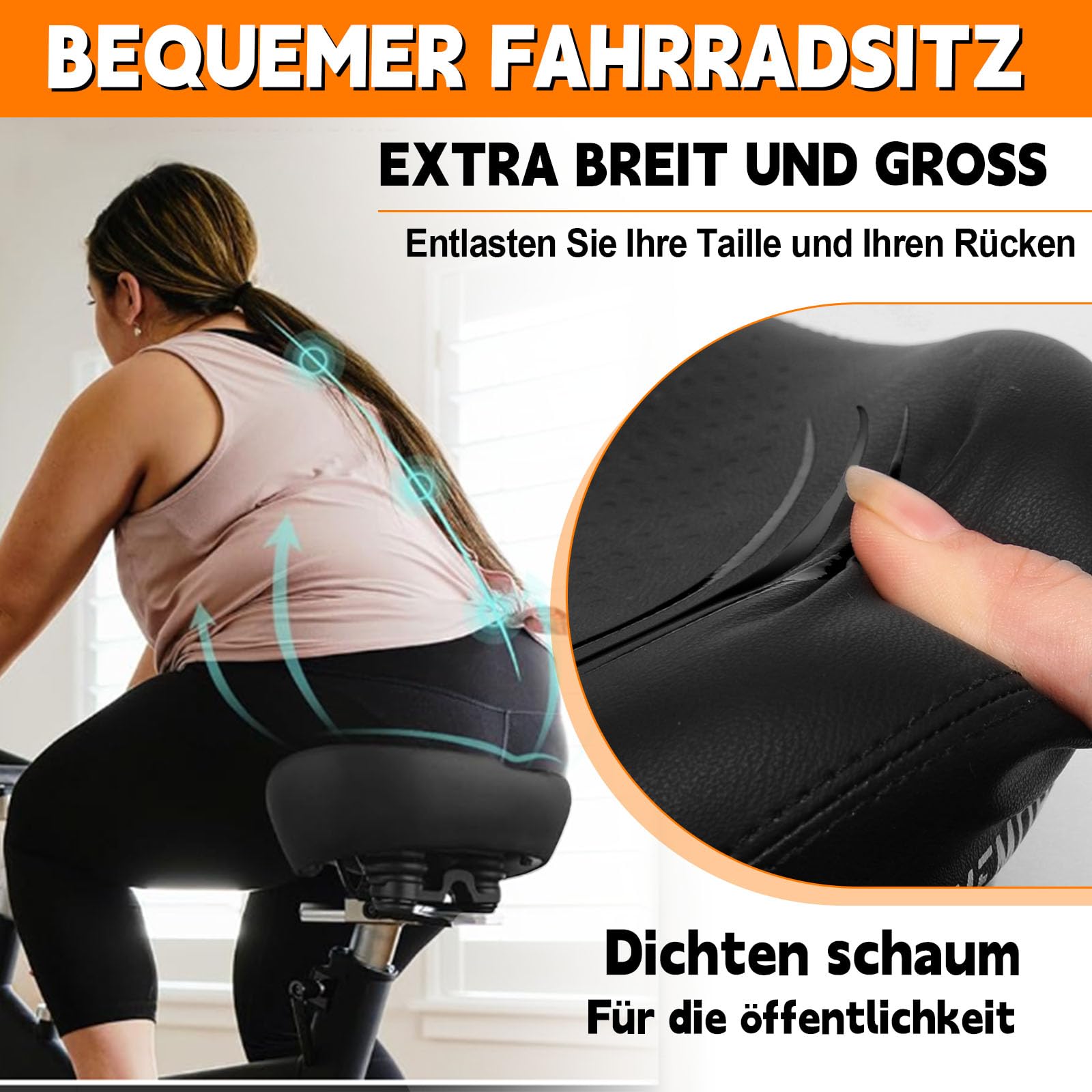 Coussin de selle de vélo extra large confortable pour homme et femme – Grand siège rembourré en mousse souple pour vélo d'appartement, peloton, vélo électrique, vélo stationnaire, vélo