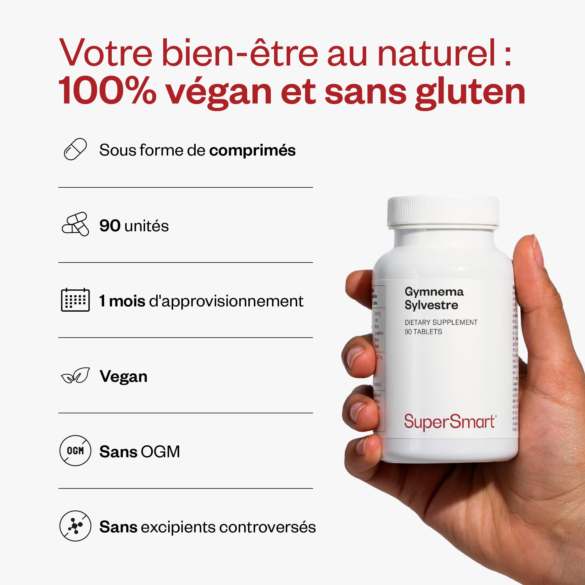 Gymnema Sylvestre - Aide à Réguler la Glycémie et au Contrôle du Poids - Feuilles de Gymnema - Soutien Naturel du Métabolisme du Sucre - Vegan - SuperSmart