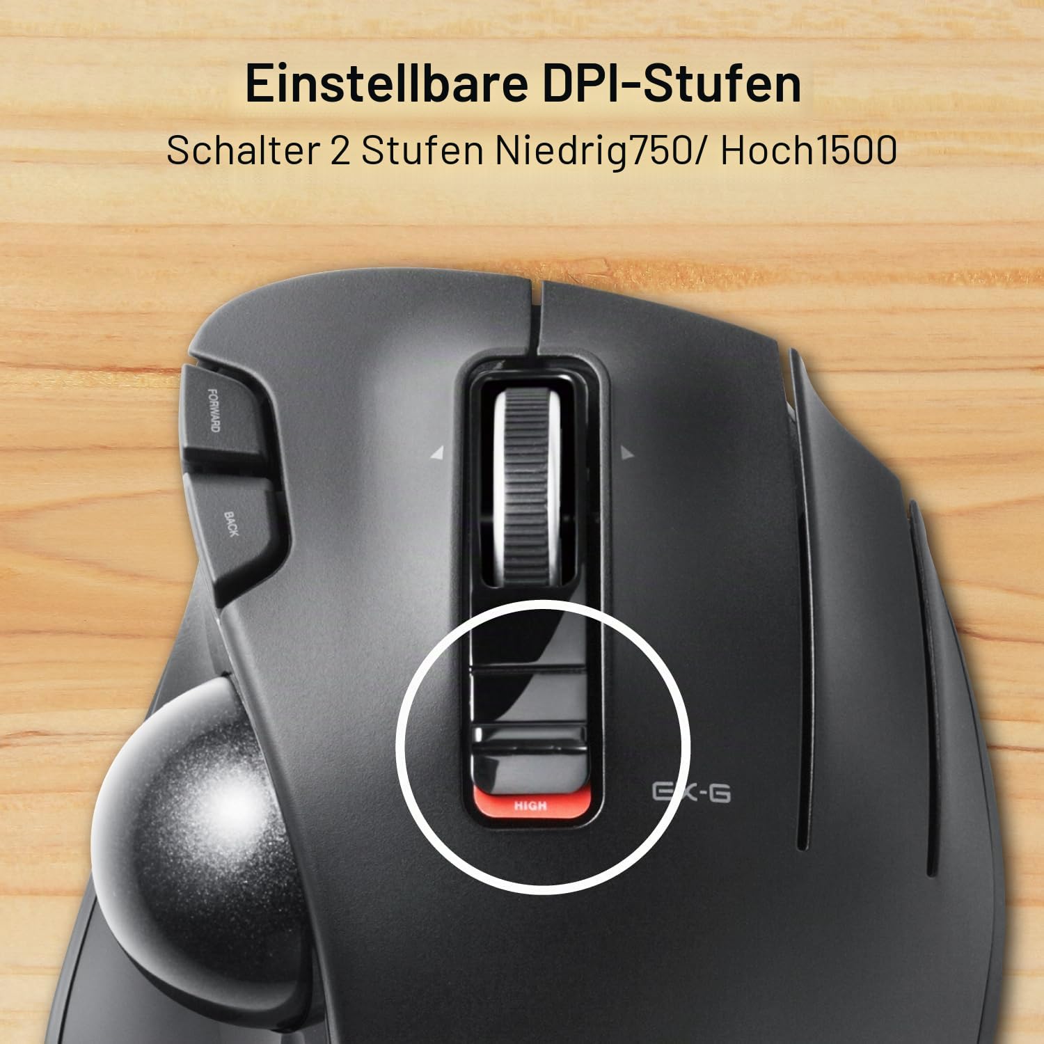 ELECOM EX-G Trackball-Maus, 2,4 GHz USB Wireless, Ergonomisches Design, Daumensteuerung, glatter Rollball, optische Verfolgung, 6 programmierbare Tasten, Neigungs-Scroll, Computermäuse für Laptop, PC,
