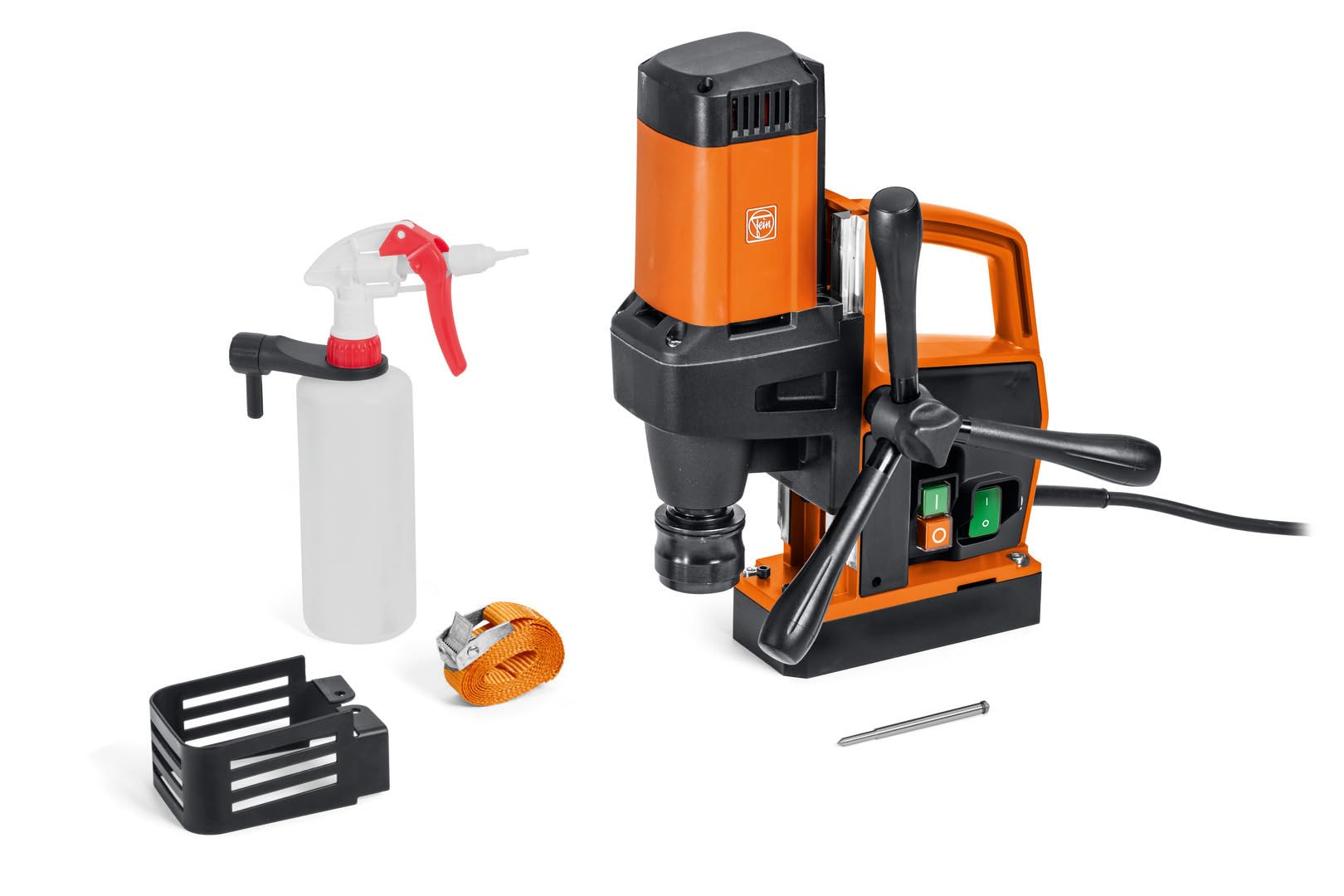 FEIN Eco Magnetic Core Drill KBE 32 QW 1-Speed for Drill Bits, Extremely Small and Lightweight, Max. Drilling Diameter HM/HSS: 32 mm, Core Drill Holder: 3/4 Inch Weldon, Max. Drilling Depth 50 mm