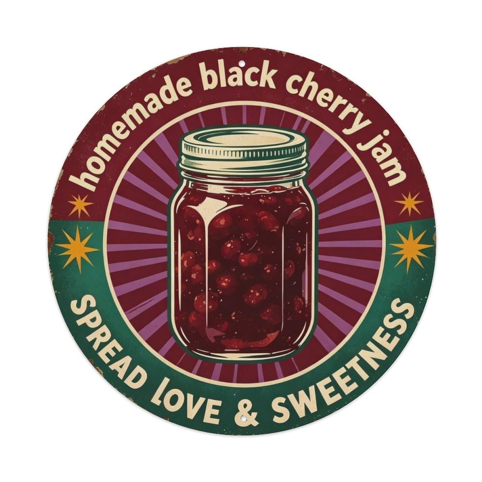 Homemade Black Cherry Jam Metal Tin Sign Plaque