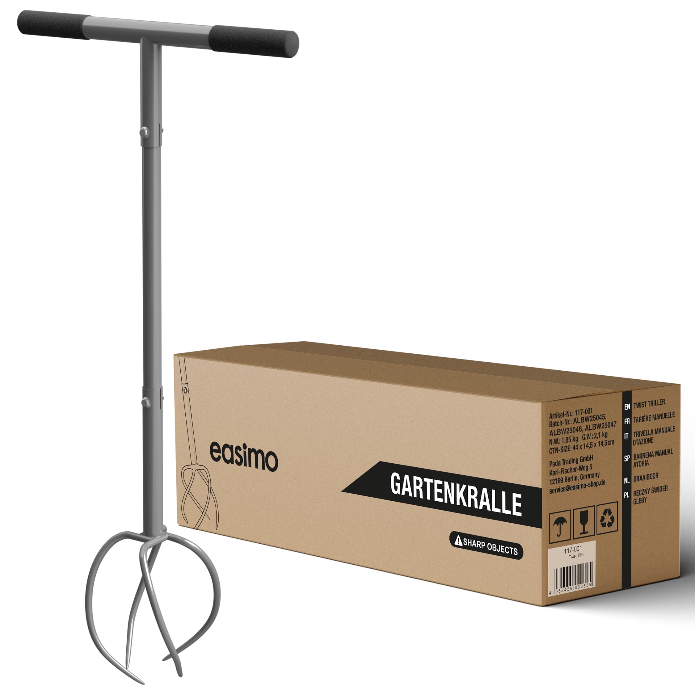 Griffe de jardin avec poignée en T | Cultivateur manuel & desserreur de sol | Twist Tiller pour ameublir le sol, aérer et enlever les mauvaises herbes | Outil de jardin