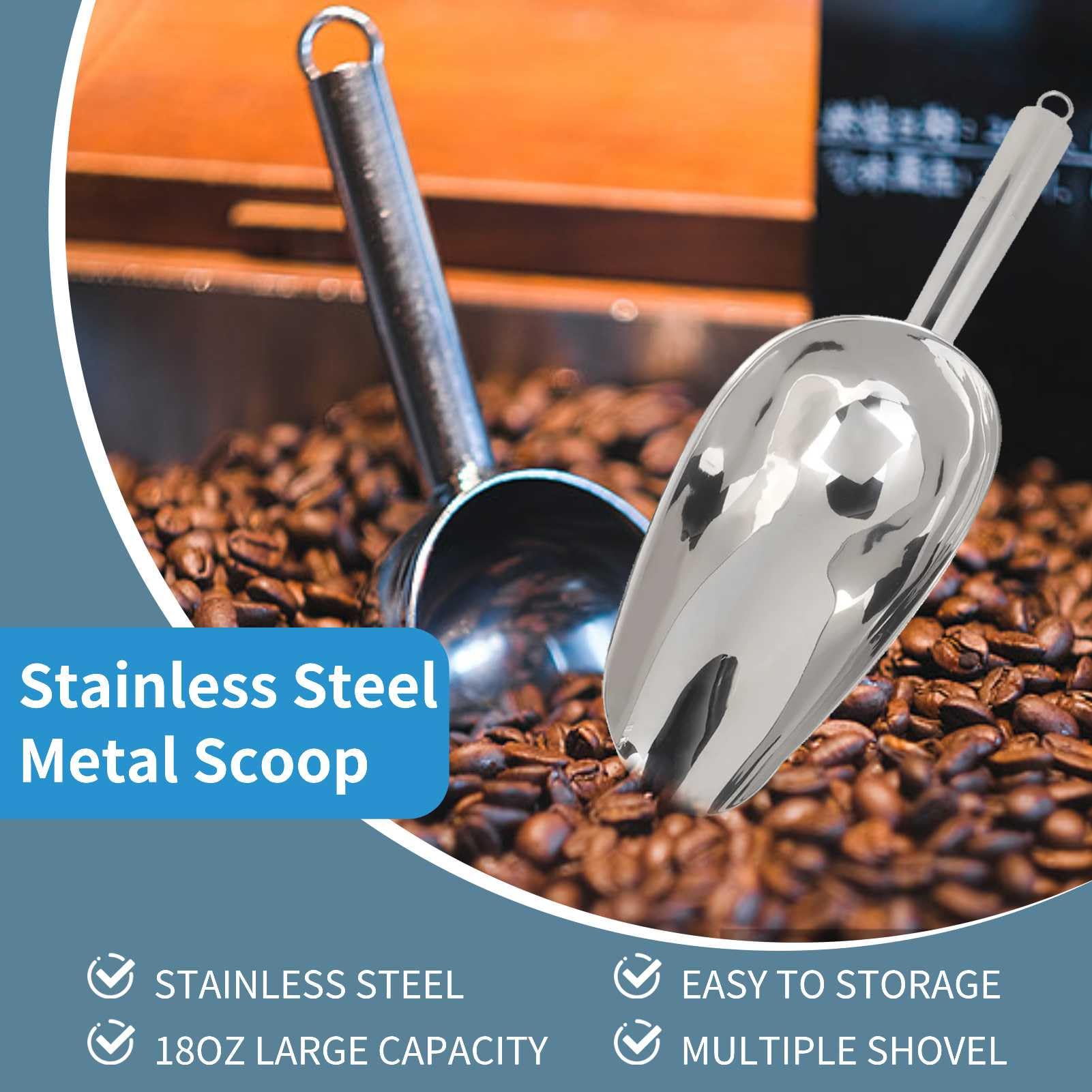 Utensile Bar Gelateria Buffet Paletta Per Ghiaccio In Acciaio Inossidabile  - Cucchiaio Da Cucina Per Gelato, Caramelle, Alimenti - 15,2 Cm Cubetti  Ghiaccio, image size:1601x1601