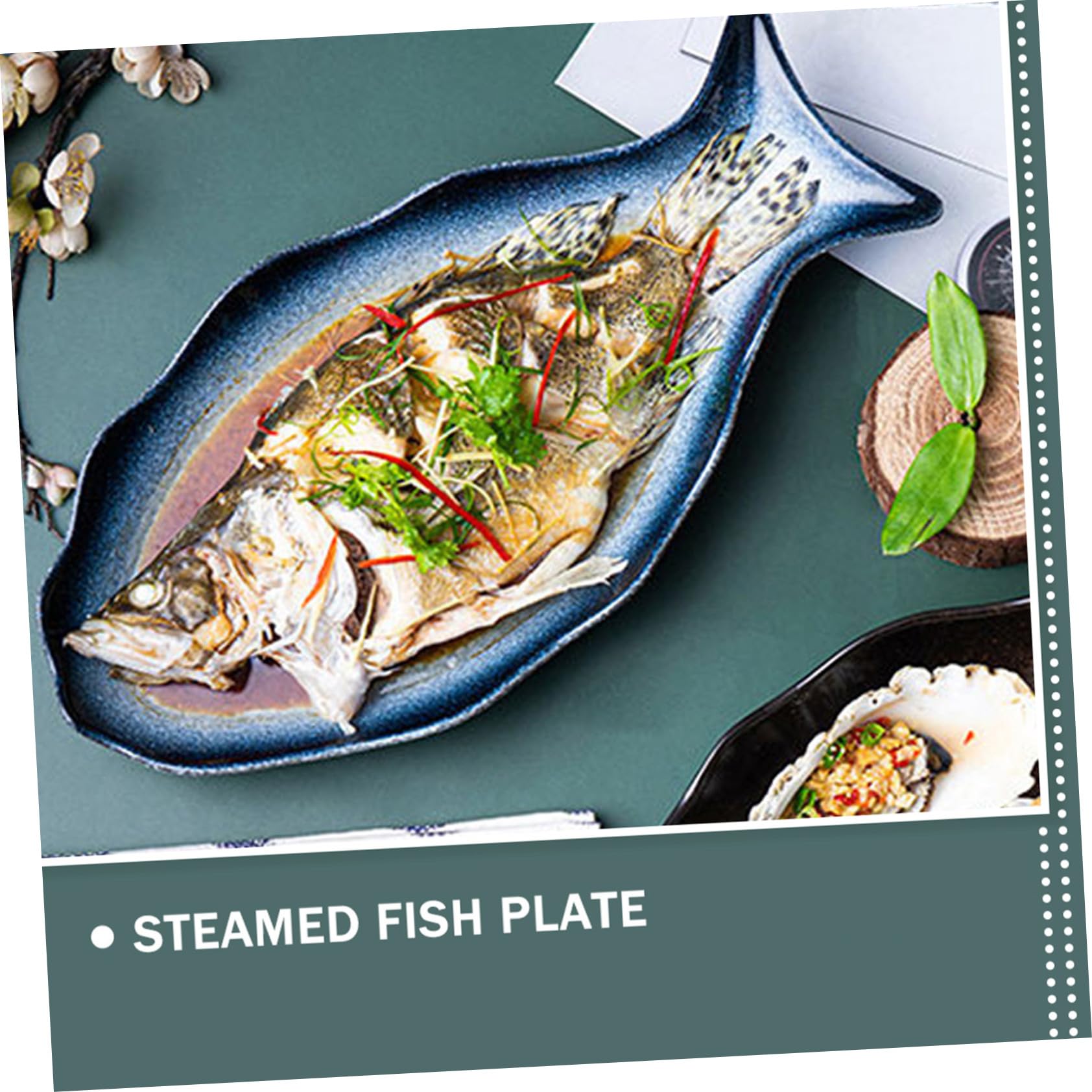 VICASKY Piatto Ceramica Forma di Pesce per Portata e Vapore | Servizio Pesce e Frutti di Mare, Antipasti in Tavola, Idea Regalo per Casa e Cucina