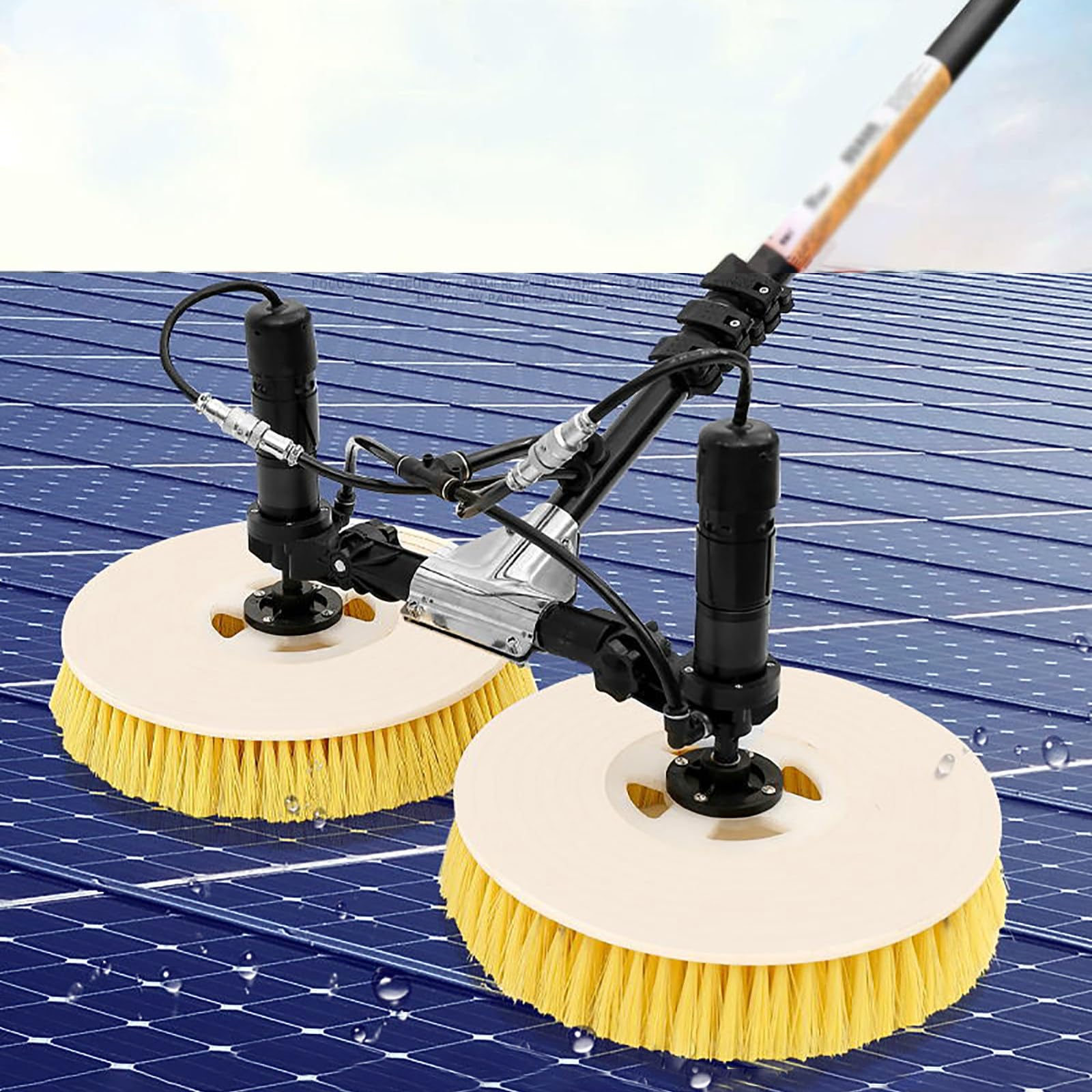 YXYLJOZ 11.4ft/18ft/24.6ft Solar Panel Cleaning Brush Kit - Lightweight Extendable Water Fed Poles with 2 Dusting Brushes for Roofs, Greenhouses - Battery Operated (3.5m)