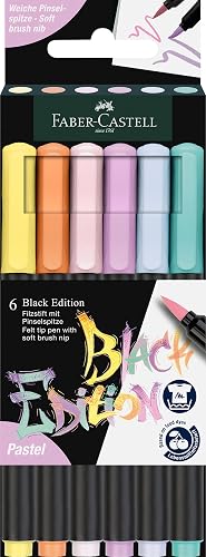 FABER-CASTELL - Set de rotuladores pincel Black Edition con 6 colores