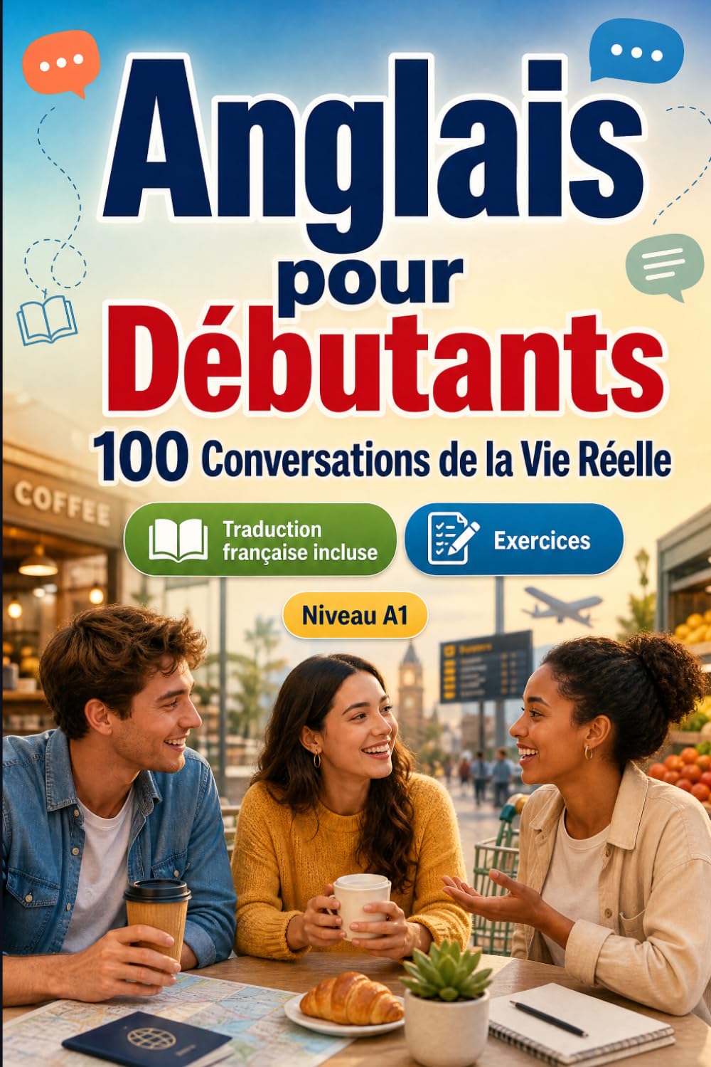 Anglais pour Débutants A1 : 100 Conversations de la Vie Réelle: Apprenez l'anglais avec 100 dialogues bilingues, salutations, voyage, courses, ... et exercices pour étudiants et adultes