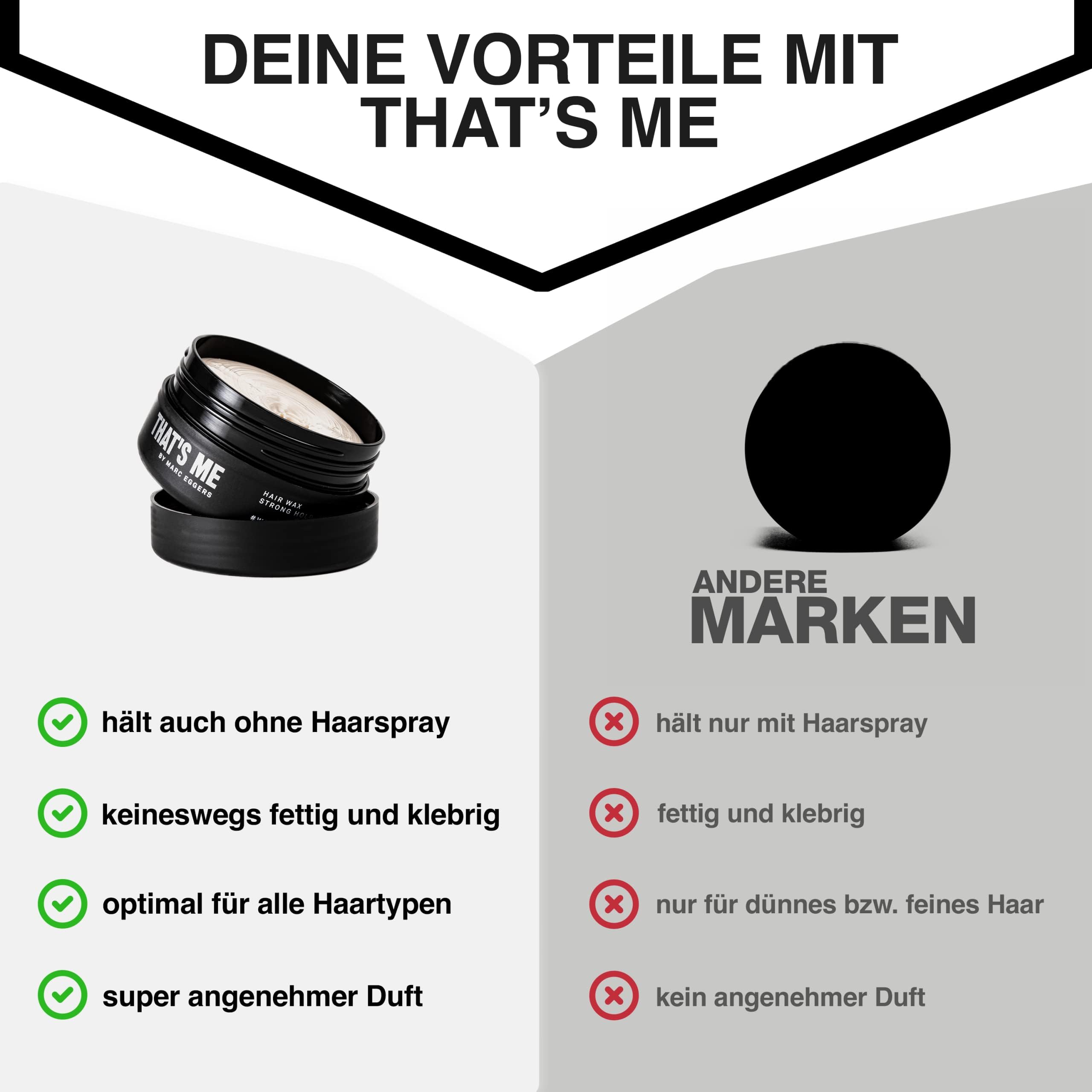 That's ME von Marc Eggers TAHT'S ME Herren-100 ml – Bestes Haarwachs für starken Halt mit Mandelöl – für alle Haartypen, hergestellt mit professionellen Friseuren aus Italien