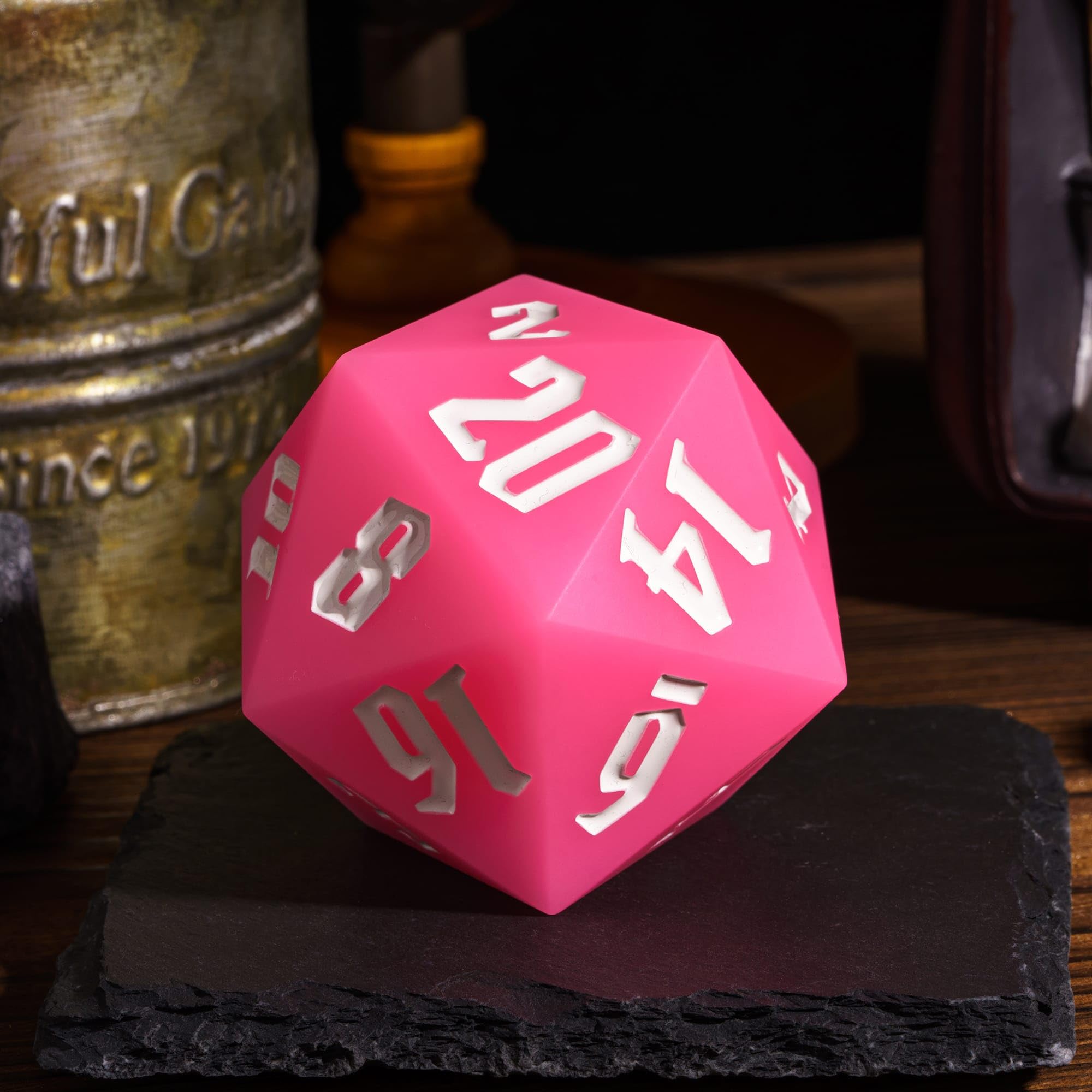 Dados DND de silicona D20 de 55 mm, brillan en la oscuridad, grandes D20 de 20 caras, dados poliédricos gigantes D20 con caja de regalo de dados para Dungeons and Dragons RPG, bar, pub, club,