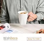 WishDeco White Coffee Mugs Set of 6, Ceramic Coffee Cups 14 oz / 400 ml, Modern Tea Mugs, Porcelain Tea Cups, Large Mug for Latte, Cappuccino, Milk, Juice, Square Bottom, Microwave and Dishwasher Safe