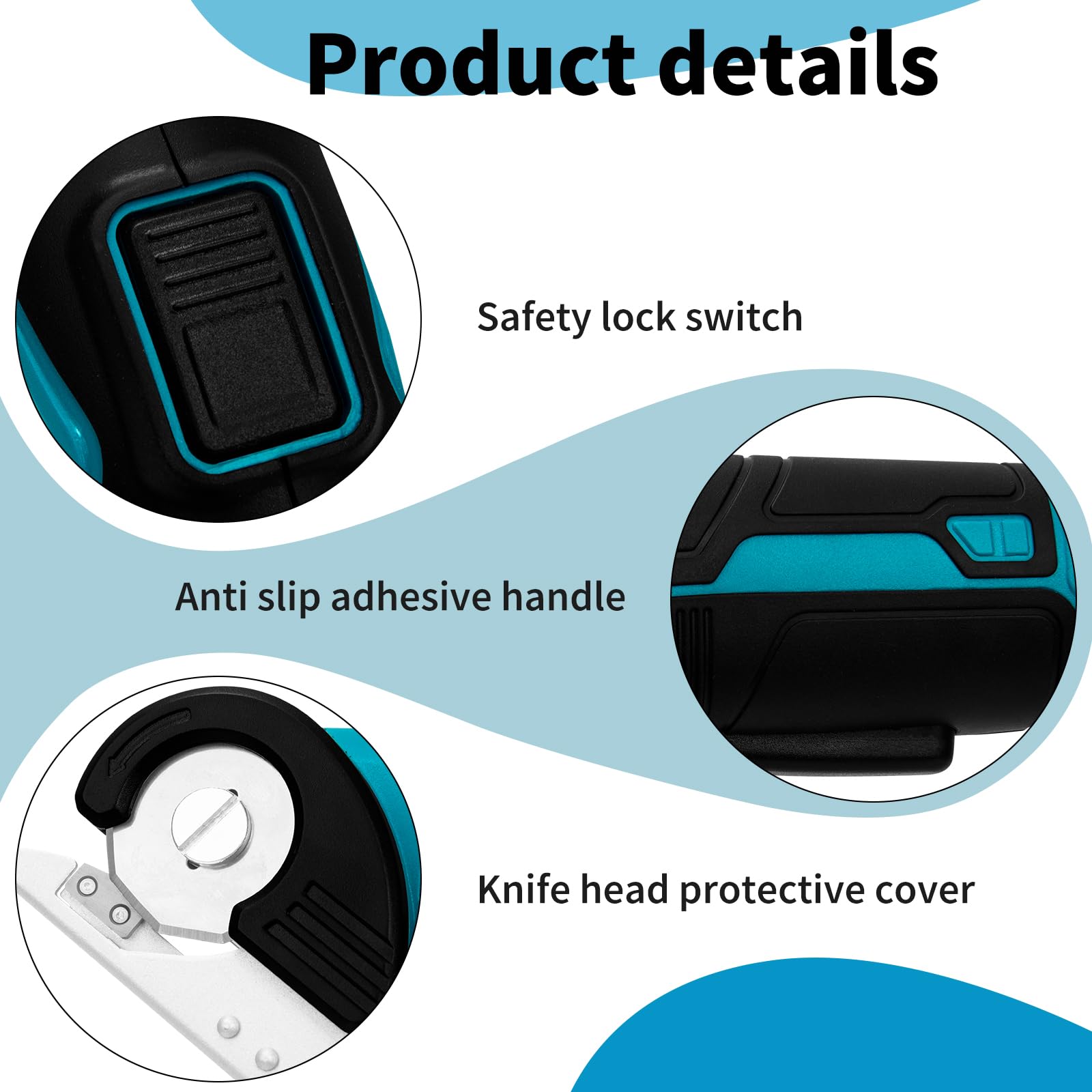 Ciseaux électriques Sans Fil 4V, Cutter Rotatif Avec 2 Lames & Verrouillage De Sécurité, Ciseaux De Couture Rechargeables USB-C Pour Carton, Tissu, Tapis, Cuir Et Feutre