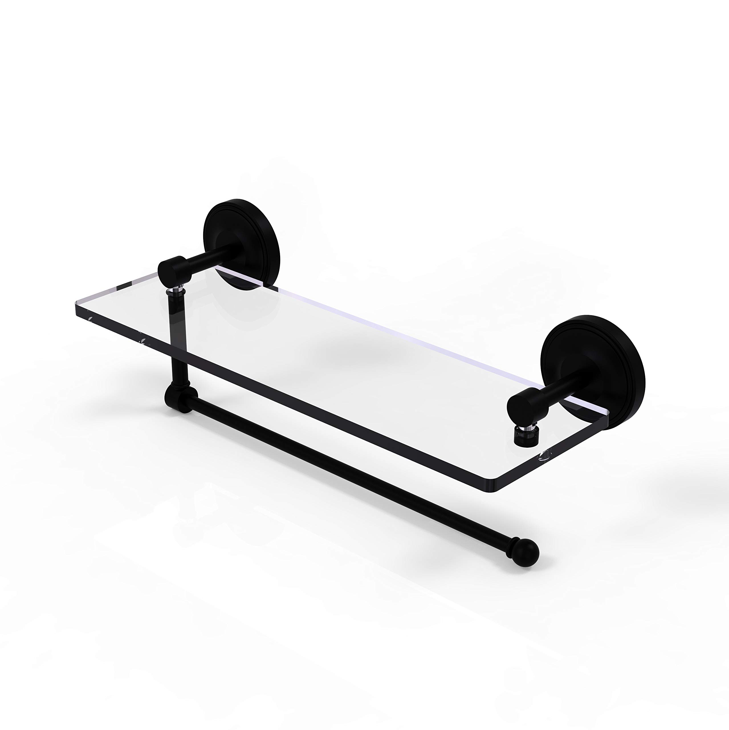 Allied Brass Prestige Regal Collection 16 Inch Glass Shelf Paper Towel Holder, Matte Black