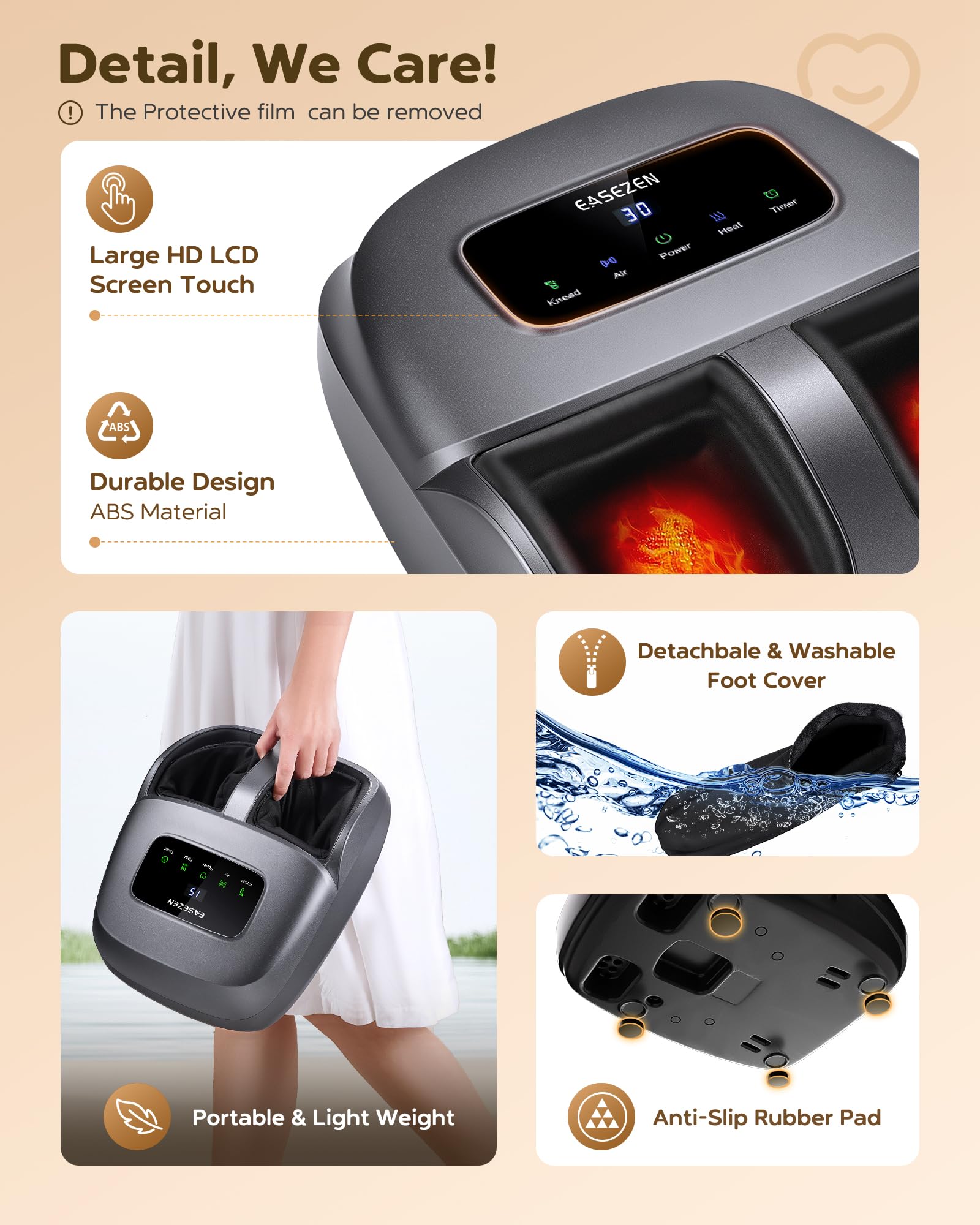 Cloud Massage Shiatsu Foot Massager with Heat, Standard Size, White product image 19