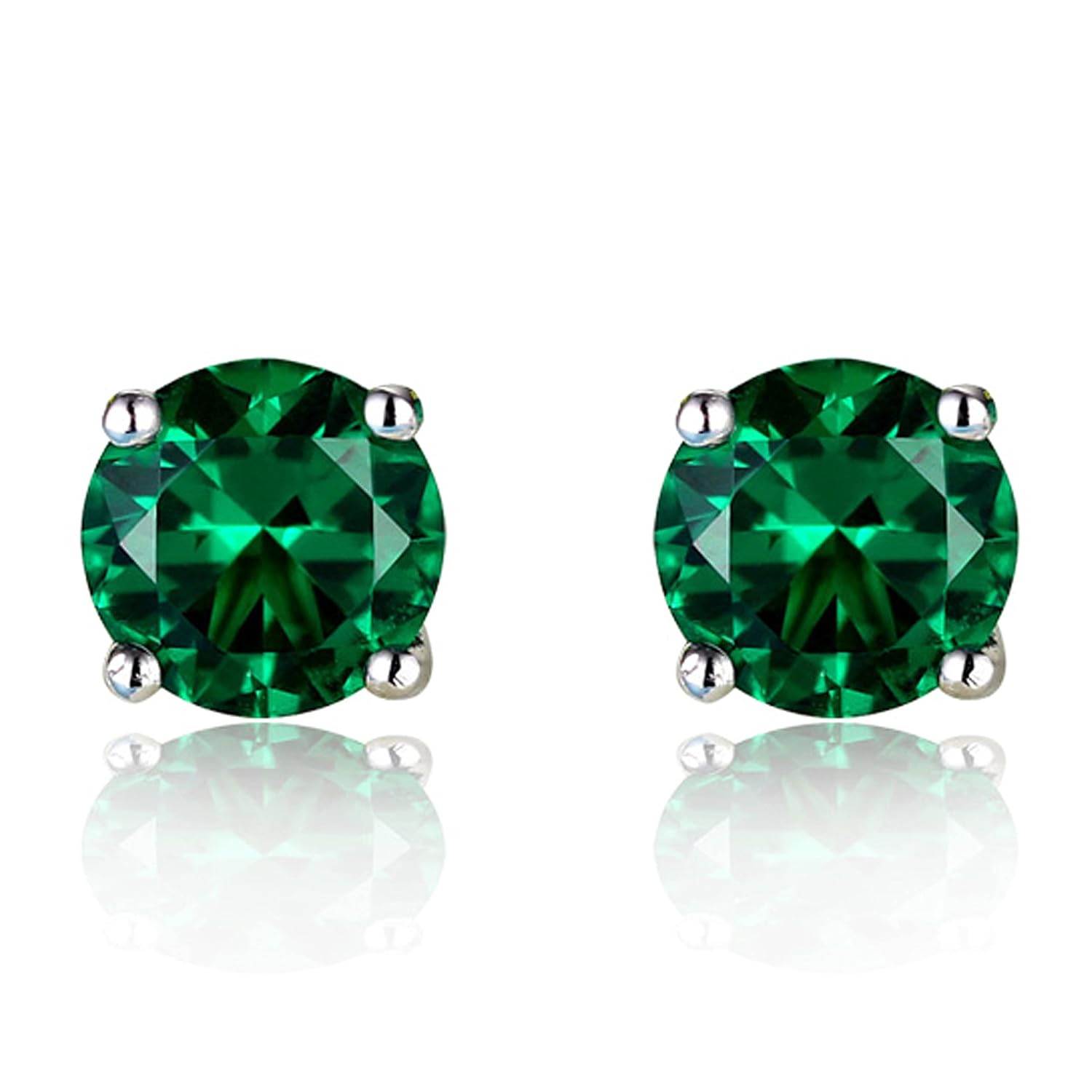Navachi 925 Sterling Silver 18k White Gold Plated 2 5ct 5MM Round Ruby Emerald Sapphire Stud Earrings