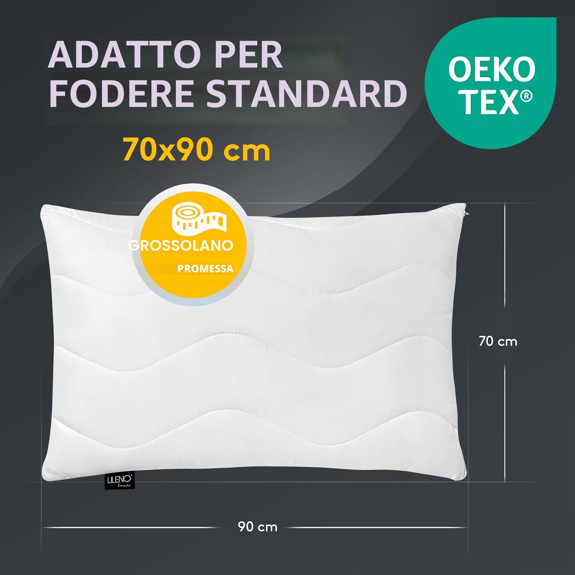 LILENO HOME Cuscino 70 x 90 cm [Set di 2] come Cuscino da Letto o Decorativo con Cerniera per la Regolazione, Lavabile fino a 95°C, Cuscino per Divano e Decorativo per Divano / Letto