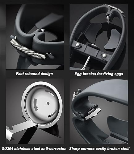 Miniatura 4 de DUEBEL Separador de huevos de acero inoxidable, galleta automática de huevos para huevo crudo, herramienta separadora de huevos de mano, cortador de