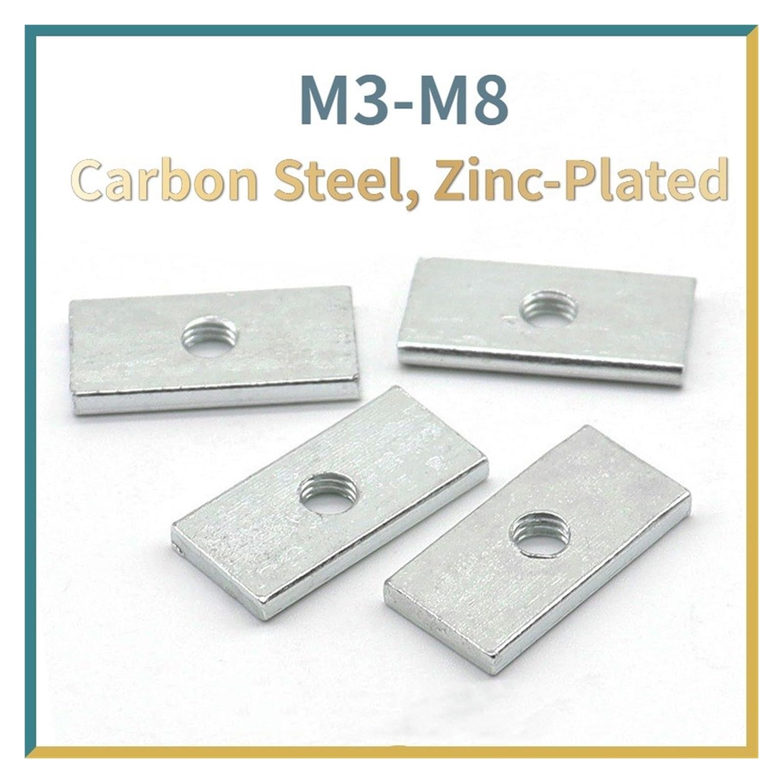 Tuercas Cuadradas for Perfiles de Aluminio - Acero al Carbono Galvanizado(M8x25x15x5 10pcs)