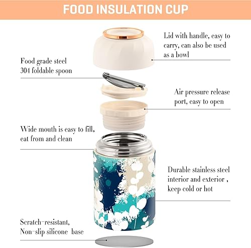 Miniatura 4 de JUNZAN Recipientes aislados para alimentos con cuchara de 17 onzas  16.9 fl oz, de acero inoxidable, con aislamiento al vacío, boca ancha, termo