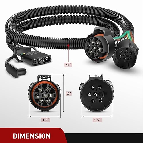 Vista 74 de Nilight Doble salida lateral del vehículo 7 vías RV Blade y 4Way Flat cableado arnés Multi remolque 4Pin a 7Pin adaptador eléctrico para vehículos