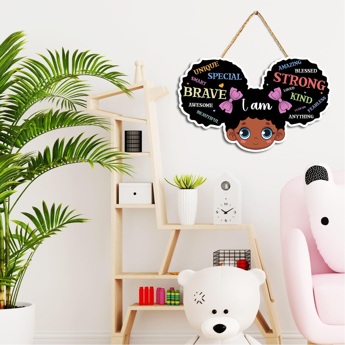 Black Girl Magic Wooden Hanging Sign, Inspirational Wall Plaque for Black Girl Room Decor image 4