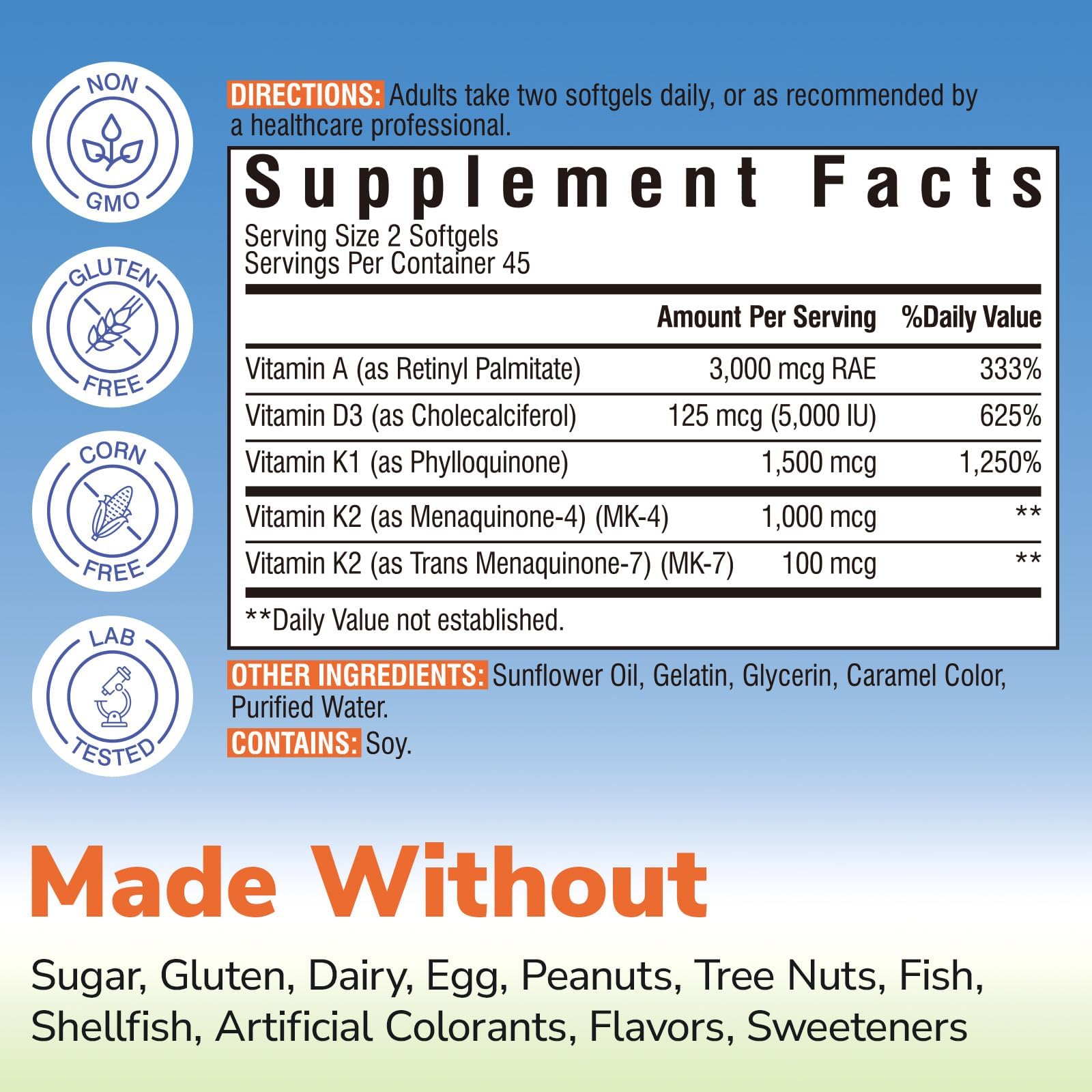 Vitalibre Vitamin K Complex 2600 mcg with Vitamin A & D3 5000 IU — Amazon image 2