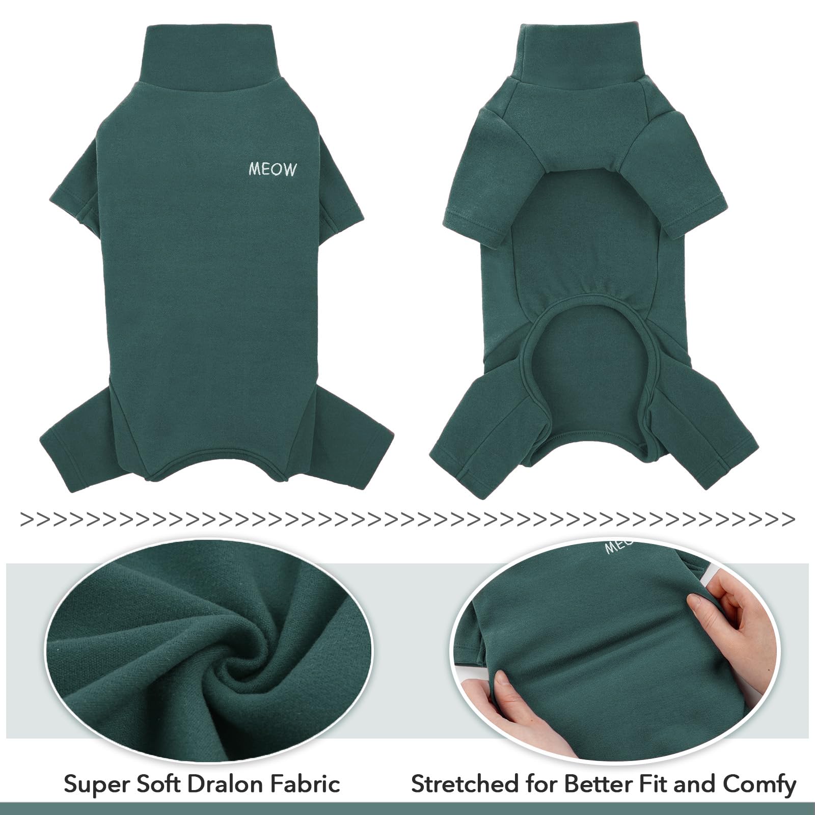 Cat Pullover, Cat Warm Jumper Kitten Pullover Small Cat Jacket(Dark Green, S) - Image 3