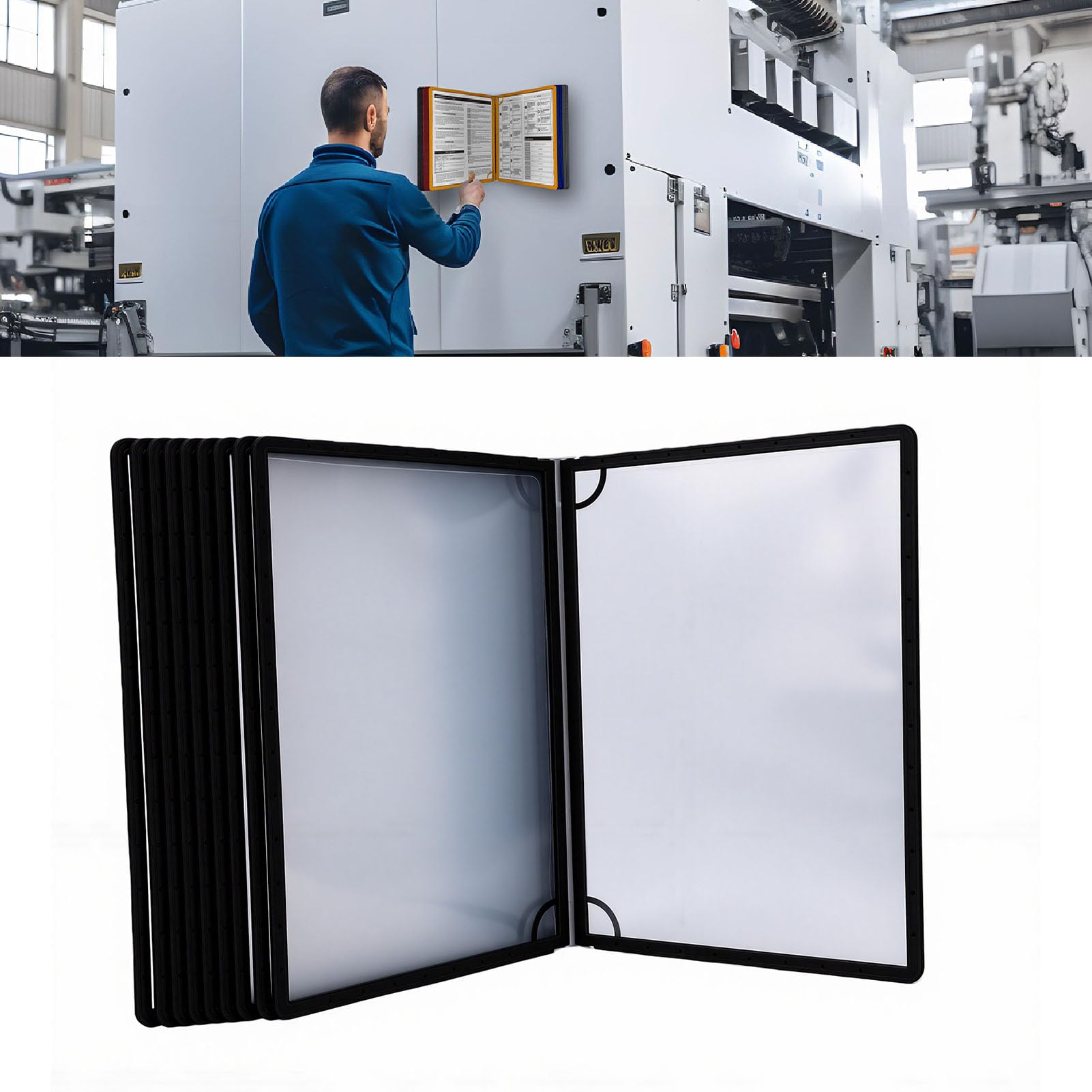 Fockety Cartelle Magnetiche Sospese, Organizer per Documenti A4 con Tasche Integrate e Fondo Espandibile, Design Trasparente Impermeabile per Ufficio, Scuola e Uso Domestico (Attacco magnetico)