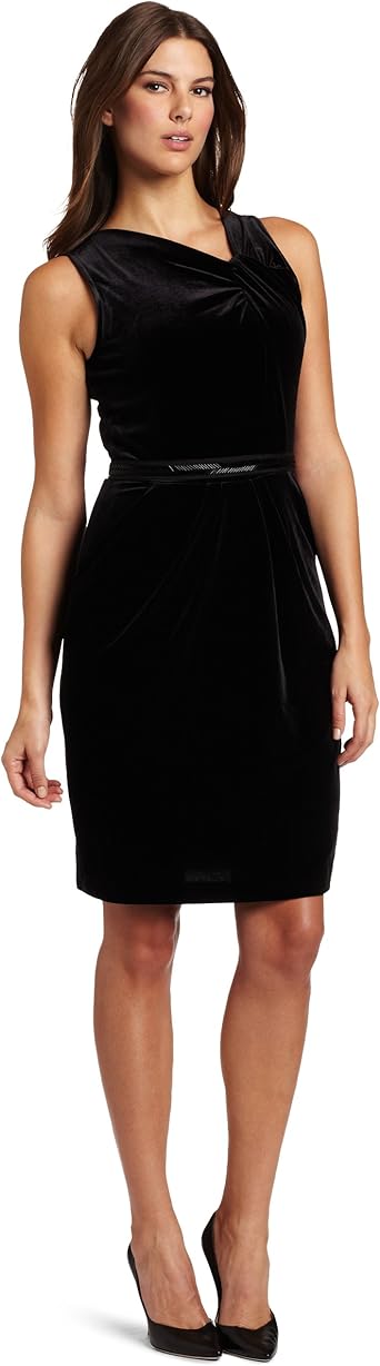 Petite black velvet dress Clearance