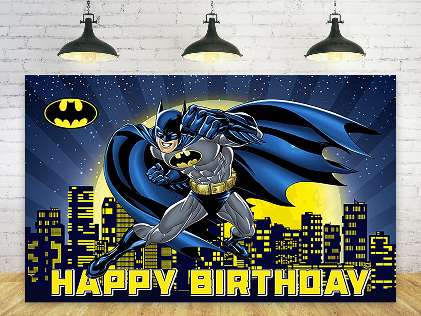 Basifoto BatHero Backdrop for Birthday Party Decorations Blue Batman Background for Baby Shower Party Cake Table Decorations Supplies Superhero Theme Banner 5x3ft