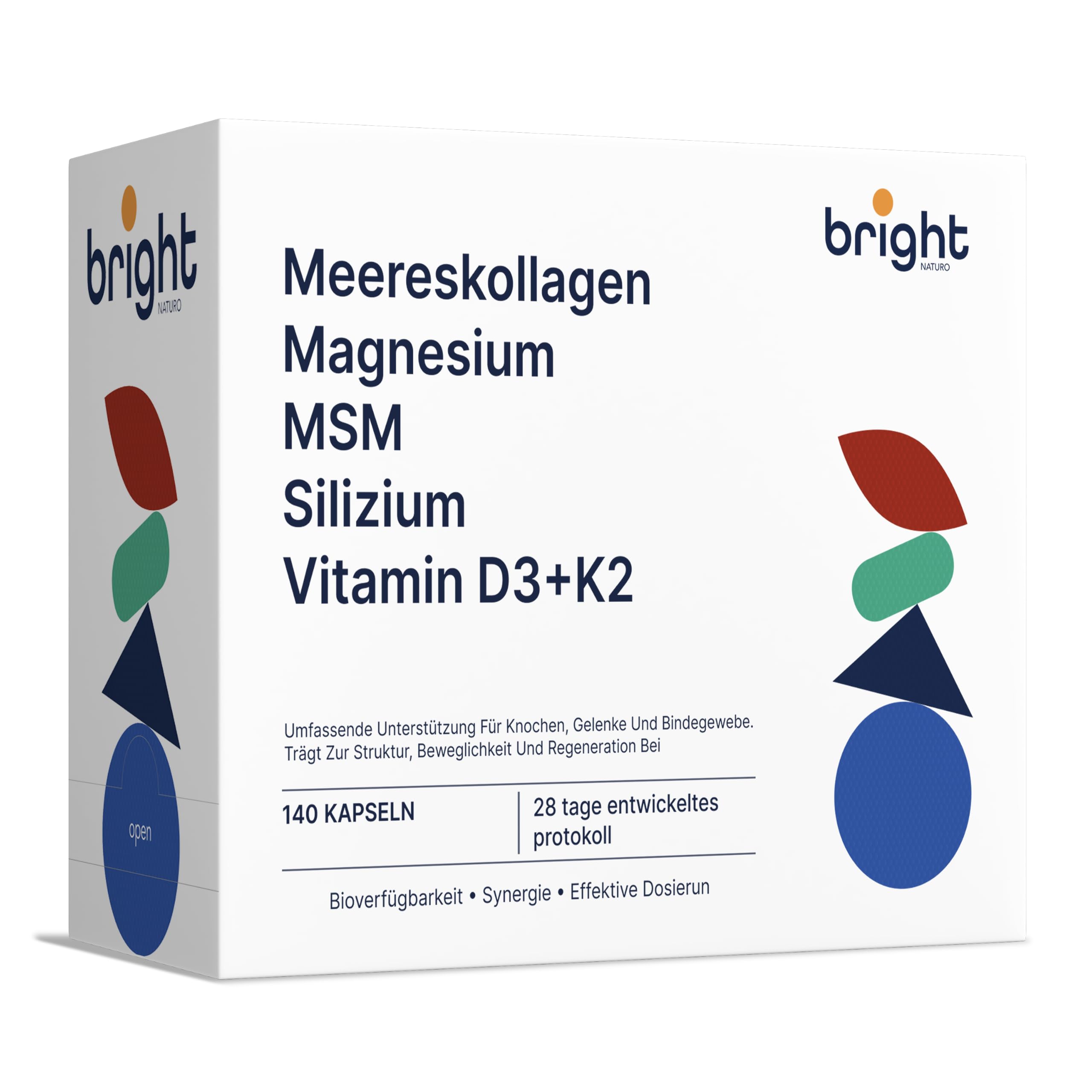 Collagene Marino con Acido Ialuronico, Magnesio Chelato, MSM, Silicio, Vitamina D3 e K2 - SmartAbsorb™ | per pelle, ossa e articolazioni | 28 bustine giornaliere