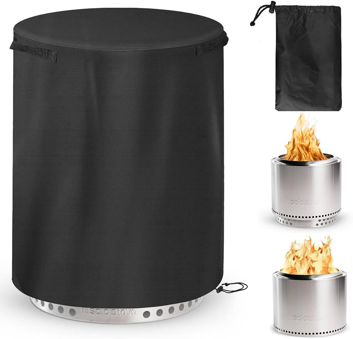 19"-20'' Fire Pit Cover for Solo Stove Bonfire 19.5" Smokeless | Heavy Duty Waterproof Anti-UV Cover for Solo Stove 19.5"/GVDV 20"/HGD 20" Fire Pit, Dual Side Handles, Drawstring Hem