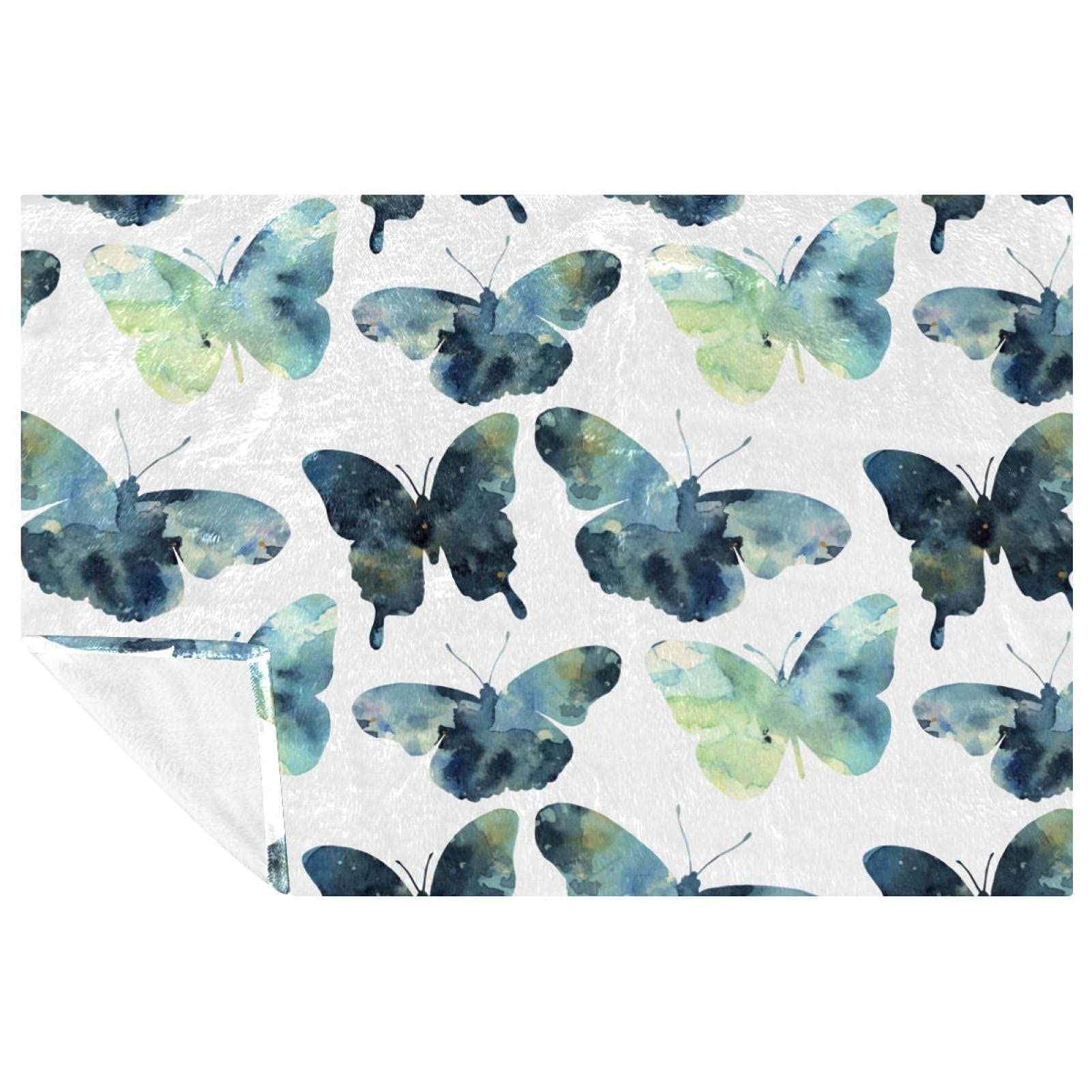Couverture douce et chaude avec imprimé papillon pour lit et camping 150x100