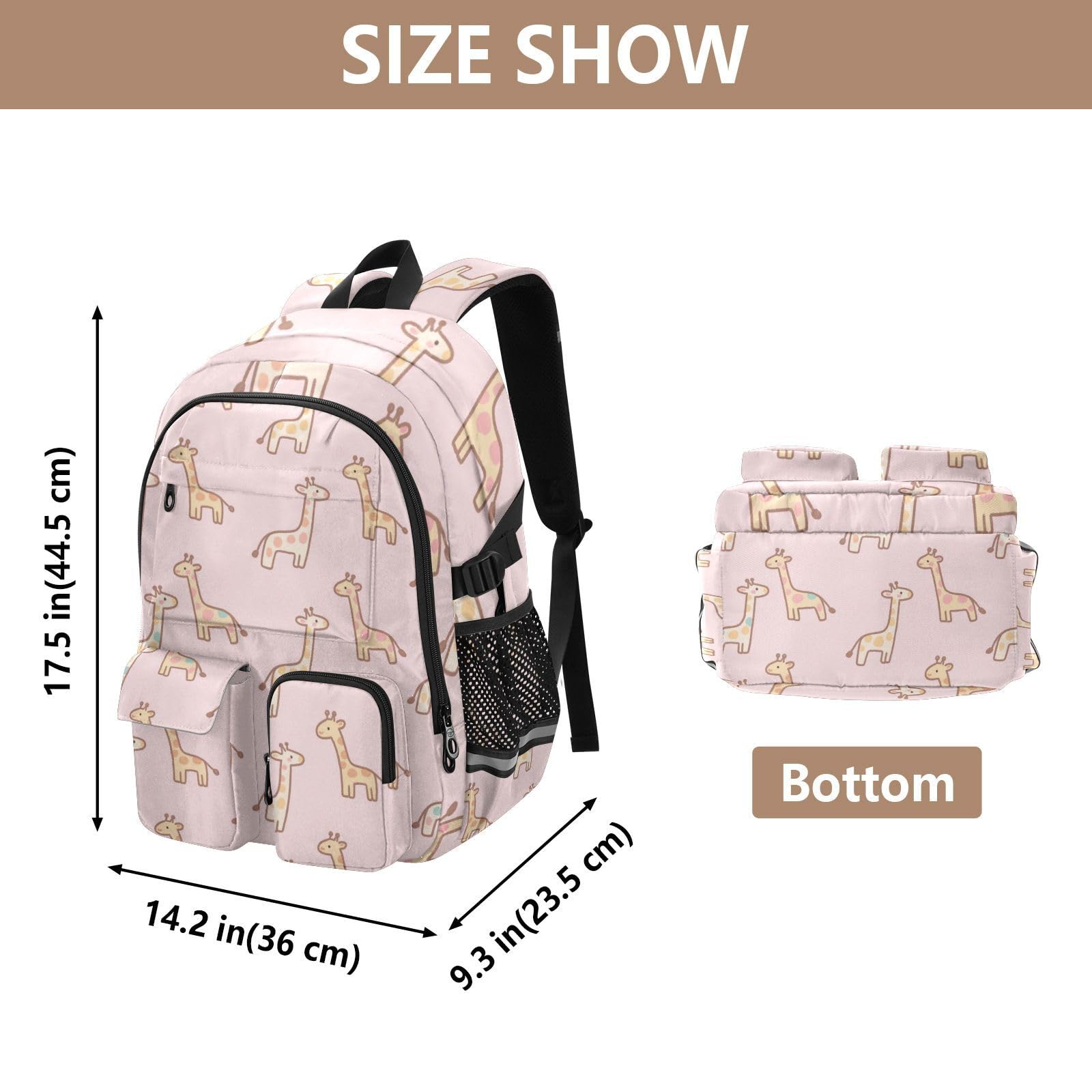 Duży plecak podróżny kreskówka żyrafa różowy praca uczelnia szkoła torba na książki