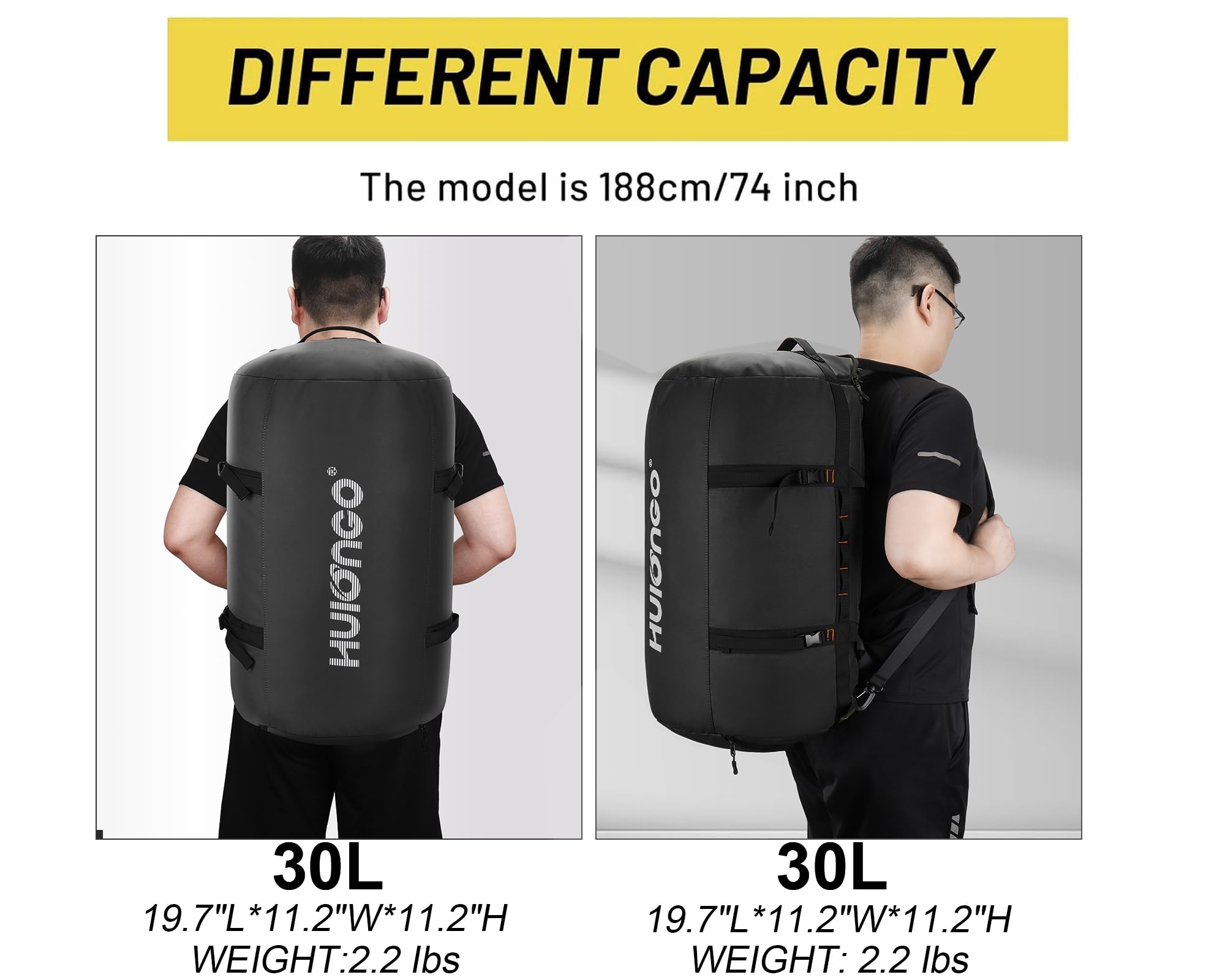 Hulongo Borsone da Viaggio Grande Zaino Sacca Sportiva 30L Borsa da Palestra Donna e Uomo con Scomparto per le Scarpe e Tracolla 3-In-1