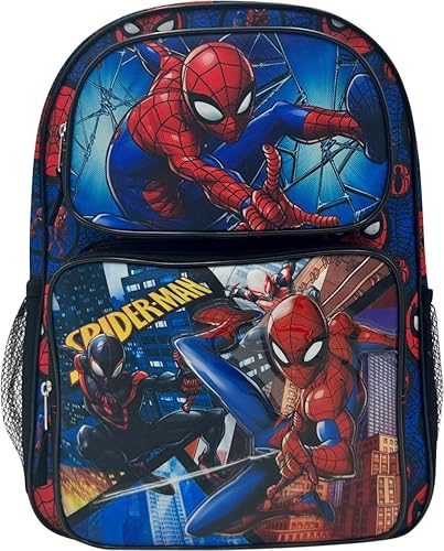 Marvel Superheroes - Mochila escolar con licencia de 16 pulgadas para niños, Spiderman Negro, Mochilas de carga