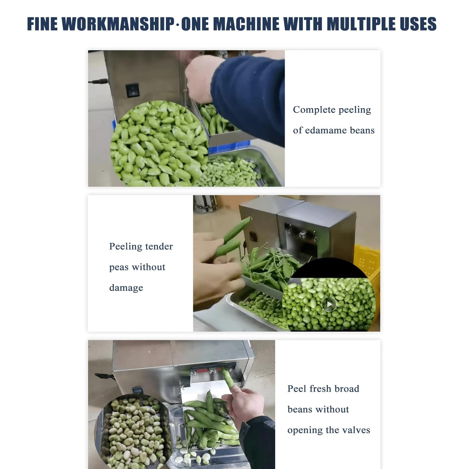 Macchina semiautomatica per fagioli - Design in acciaio inossidabile con interruttore autobloccante per sbucciare efficacemente piselli, fagioli di soia ed edamame