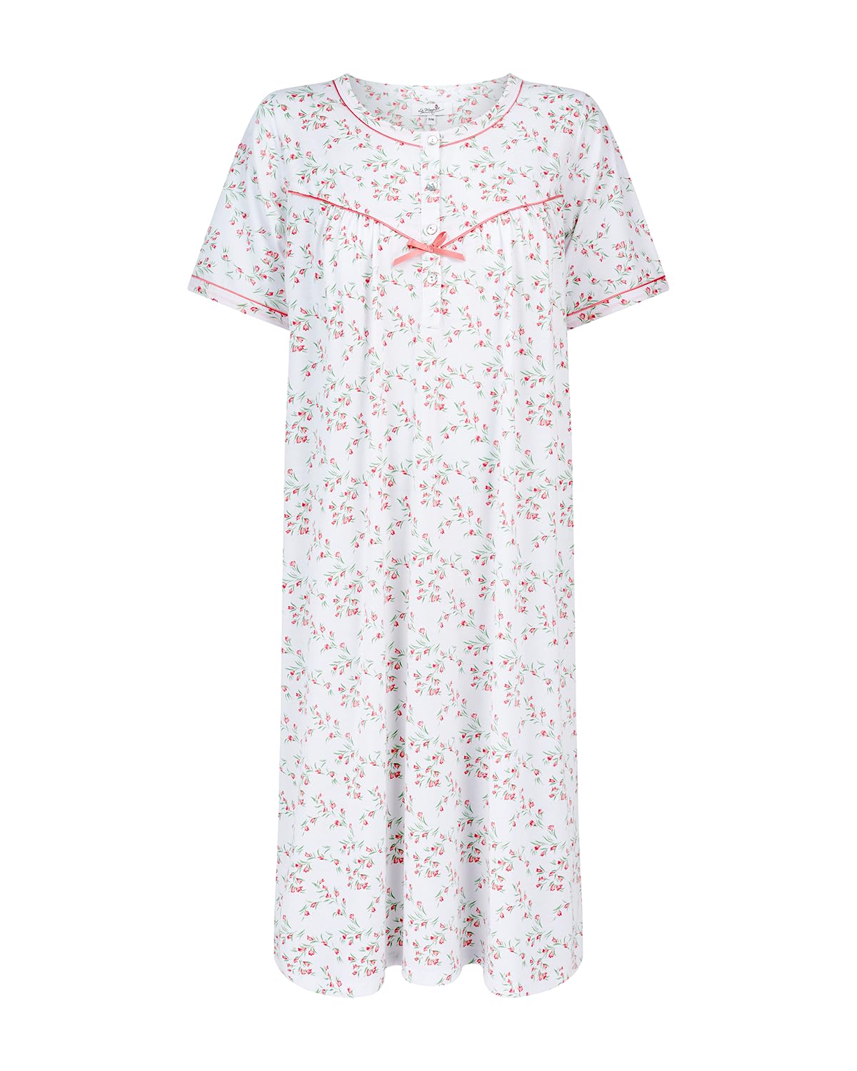 La Marquise Ladies 'Moonlit Tulip' 43" Short Sleeve Nightie 05375 Peach L-XL