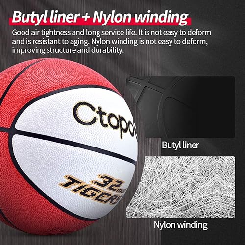 Miniatura 5 de CtopoGo Baloncesto de 29.5 pulgadas, de piel sintética, para juegos de interior y exterior, tamaño oficial 7, pelotas de baloncesto de