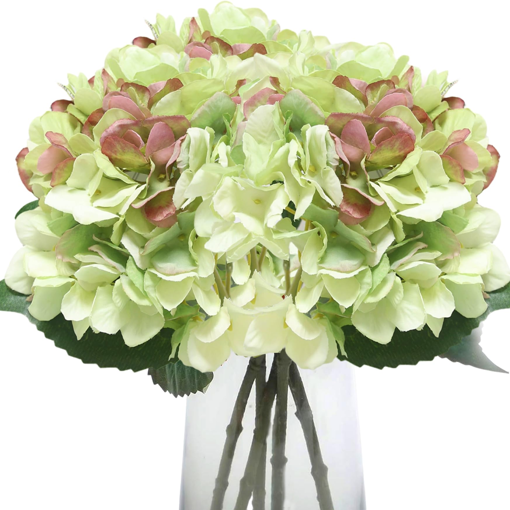 Takingup Hydrangea Artificial Flowers, 3-Pack 15 Inch Tall Silk Hydrangea Artificial Flowers Realistic Faux Hydrangeas with Bendable Stems for Home Decor and Arrangements, Green