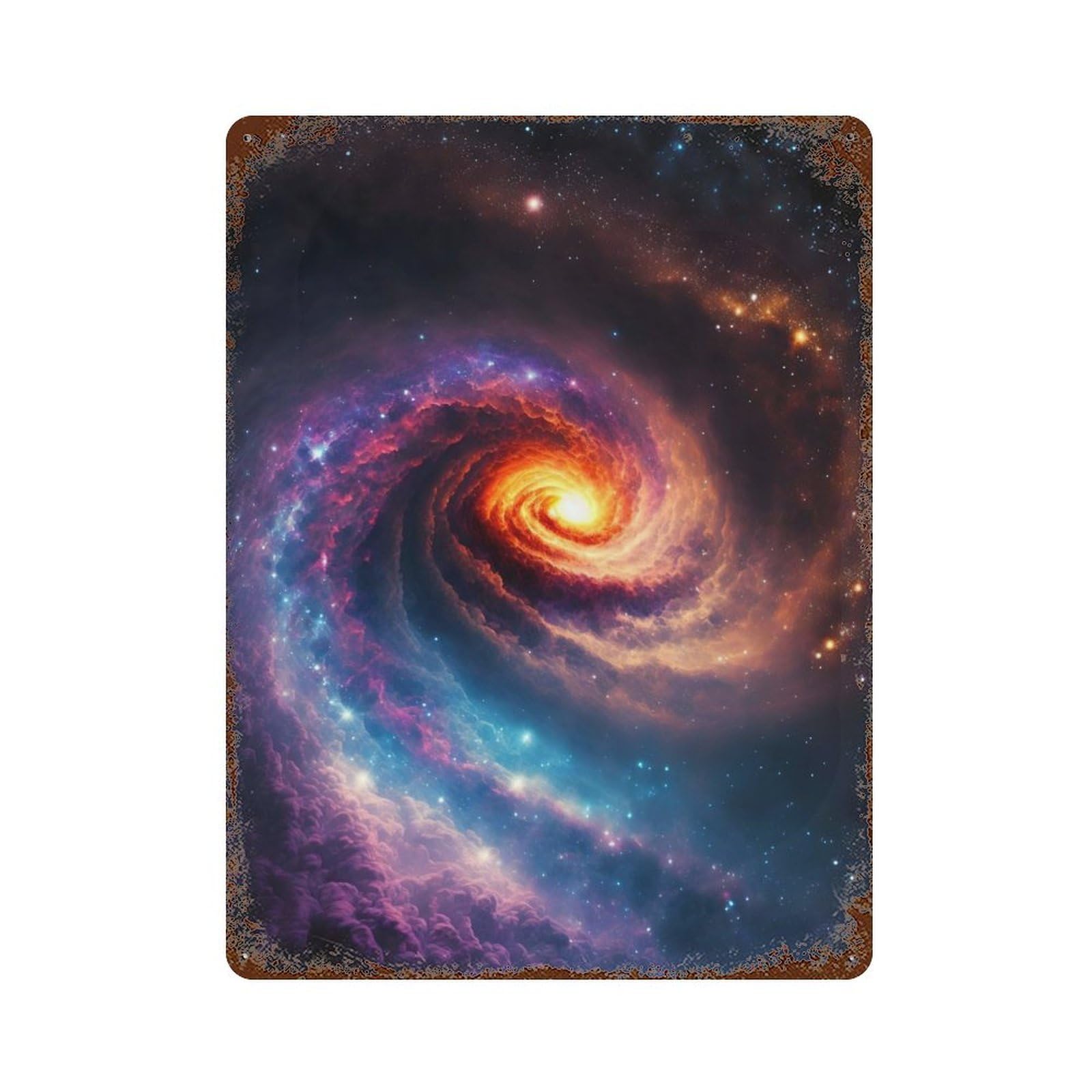 Vintage Rust Metal Sign with Andromeda Galaxy Design 15.7"x11.8", for Garage, Bar And Workshop Decor, Retro Wall Decor