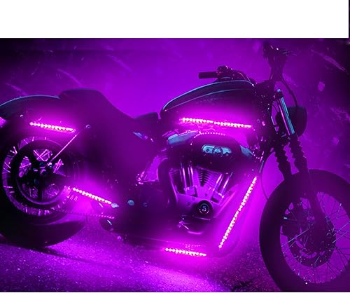 Miniatura 4 de UWDESY 2 tiras de luz LED de 9 LED para motocicleta, luces RGB multicolor con efecto de tierra de neón para motocicletas, kits de luces LED para