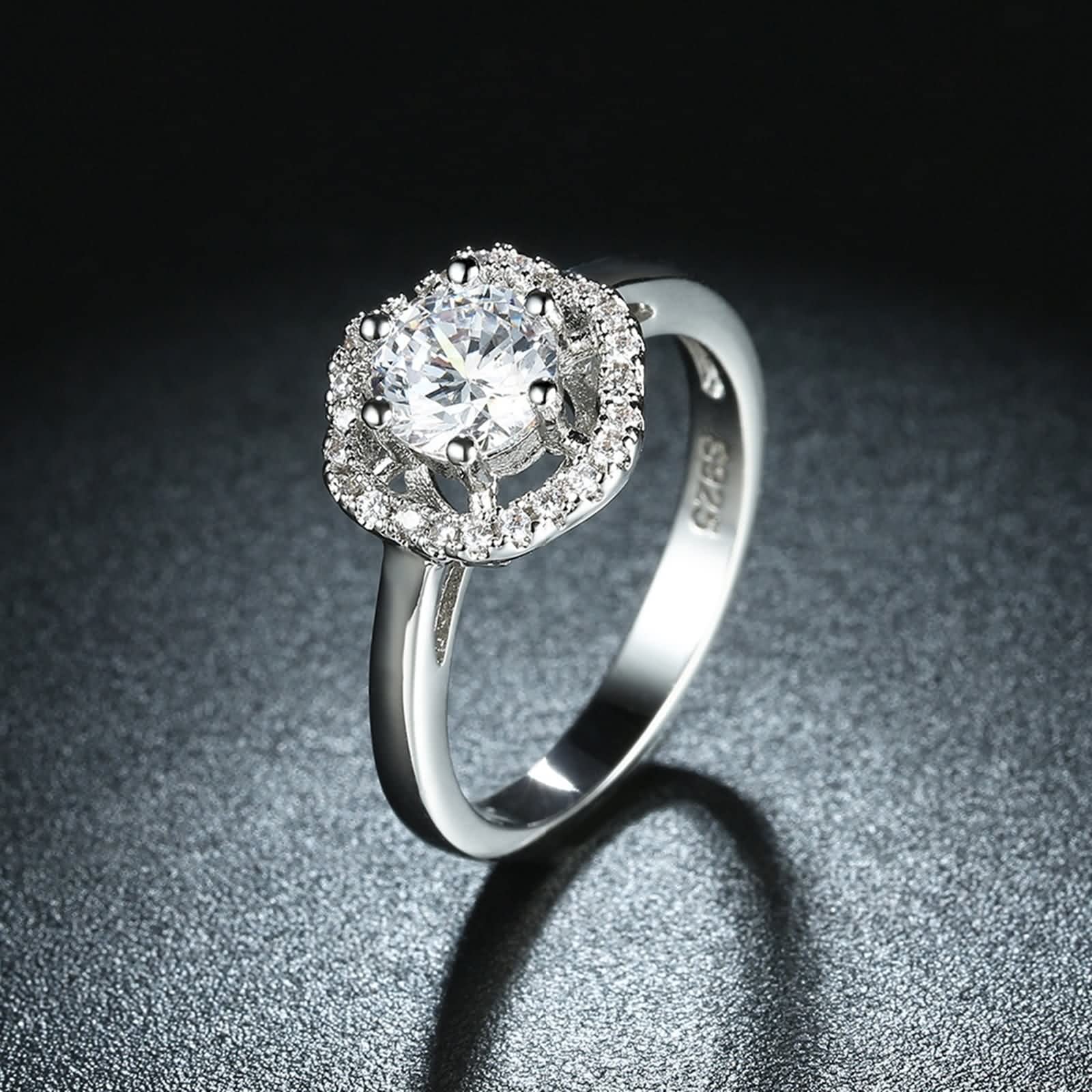 Anello in argento sterling, con fiore carino, per donna, L 1/2, gioielli alla moda per fidanzata, P 1/2, Zirconia cubica