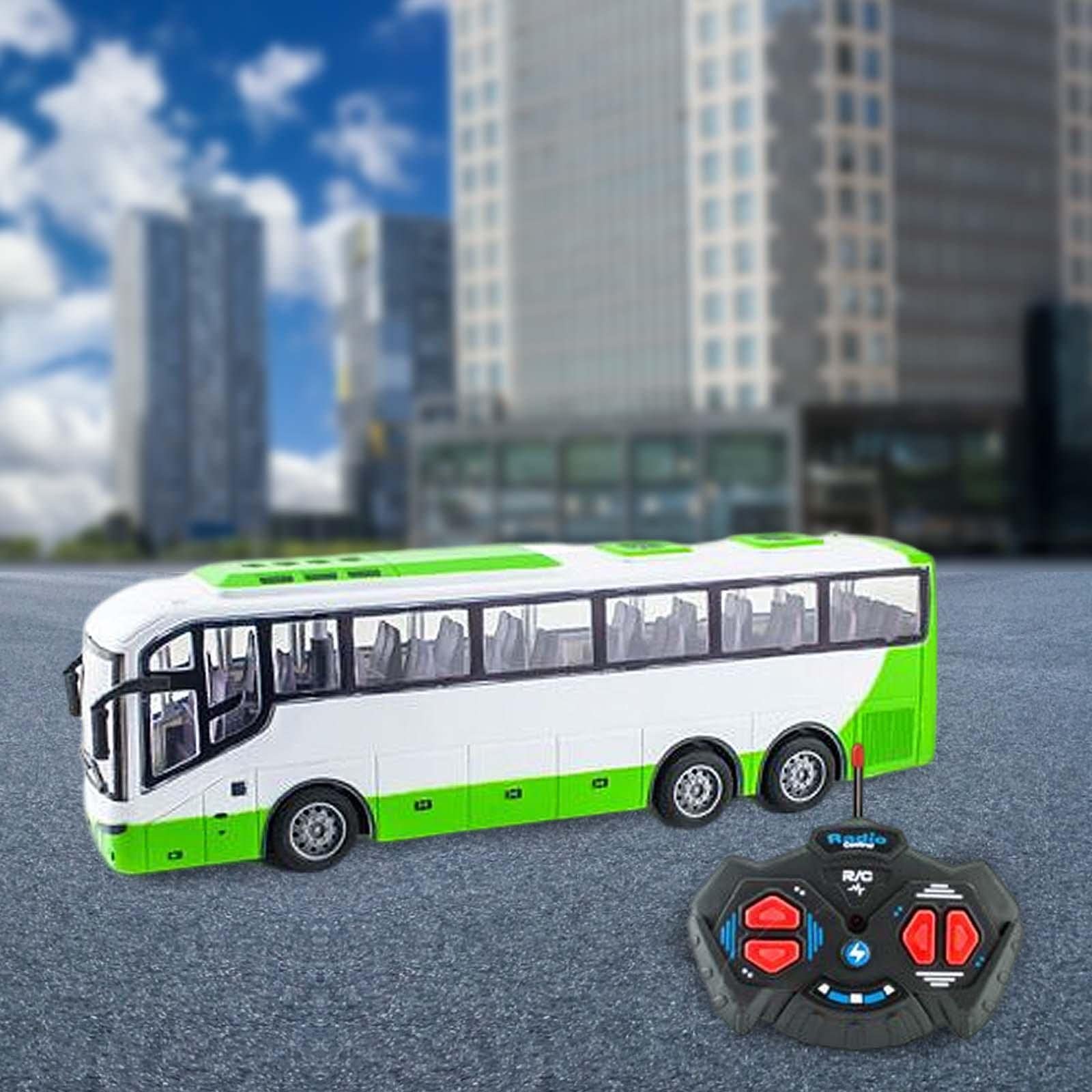 Coche Teledirigido a Escala 1/30, Luces Realistas, Juguetes de, Camión Electrónico, Autobús Escolar RC para Niños, Regalos de Cumpleaños, Verde