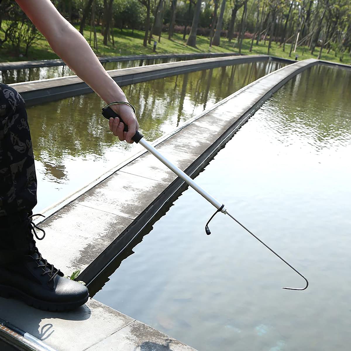 60/90cm Teleskop Versenkbare Fisch Gaff Edelstahl EIS Meer Angeln Edelstahl Eva Speer Haken Anzugehen