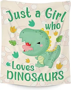 Dinosaur Blanket Gifts - 40"x50" Cute Throw for Girls - Green Soft Fuzzy Blankets for Bed, Couch & Living Room
