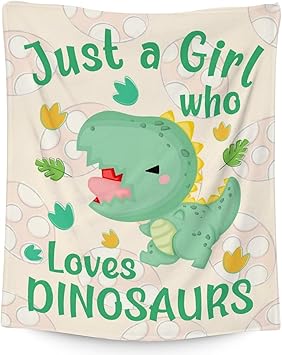 Dinosaur Blanket Gifts - 40"x50" Cute Throw for Girls - Green Soft Fuzzy Blankets for Bed, Couch & Living Room