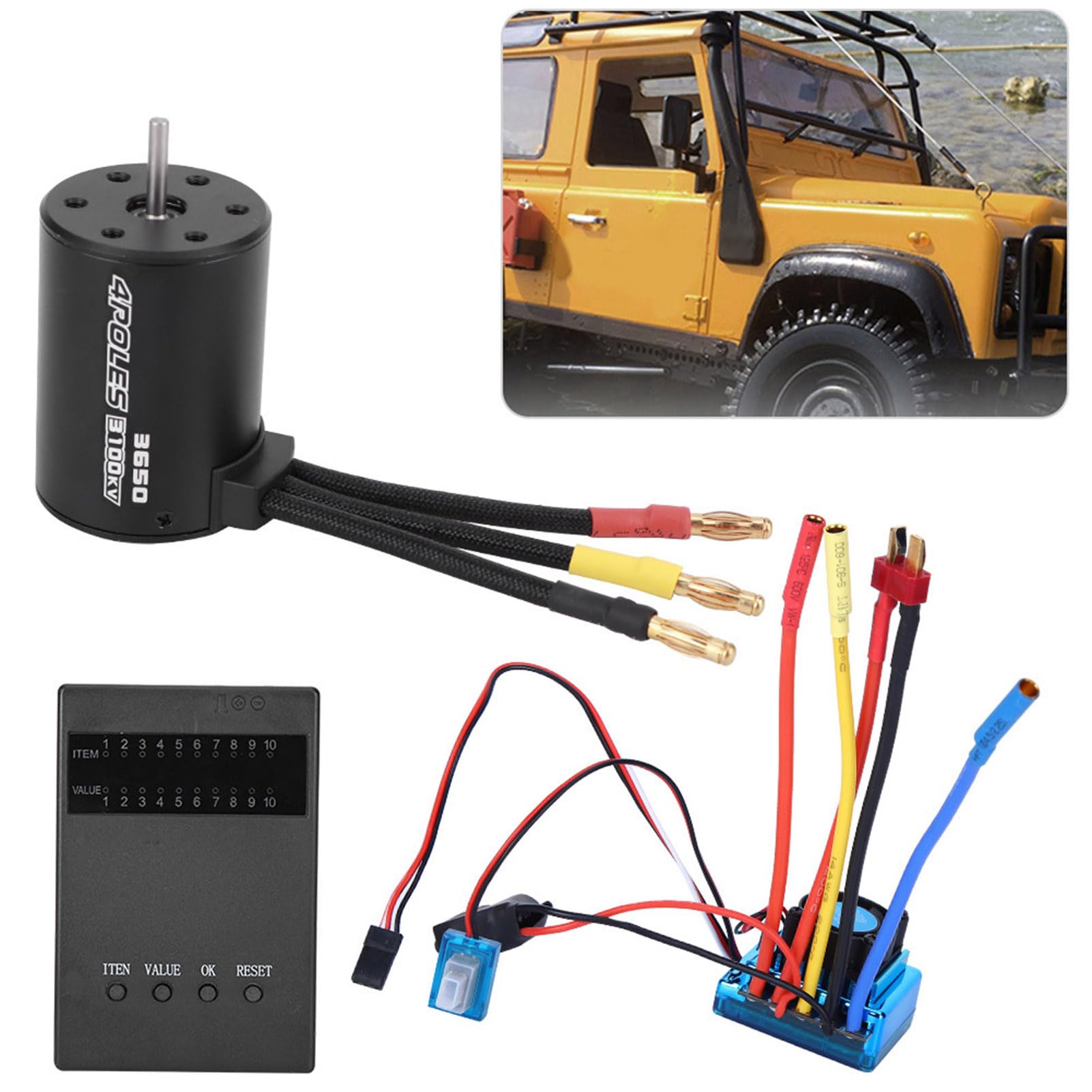 Set di schede di programma ESC per motore brushless 3650 3100KV, parte di ricambio per auto RC 1/10, motore brushless ad alte prestazioni con opzioni ESC 45A 60A 80A 120A, (60A)
