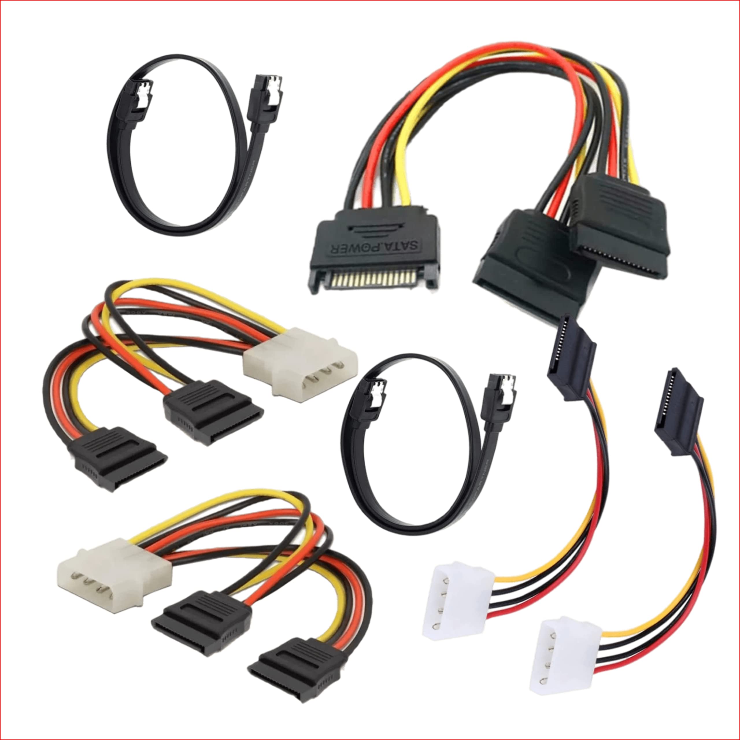 PARUHT | 7Pcs Sata Combo | Sata Male to 2XFemale + Sata III Data Cable + 4Pin Molex to Sata and Dual Sata PC Component (B0C3WJLVXW) Amazon Price History, Amazon Price Tracker
