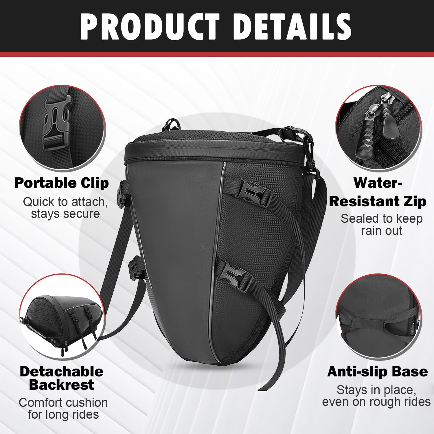 Motorrad Hecktasche, 10-14L Tankrucksack wasserdichte Tasche, Outdoor Sport Motorrad Rücksitz Leichter Werkzeug Tragetasche mit Schultergurt