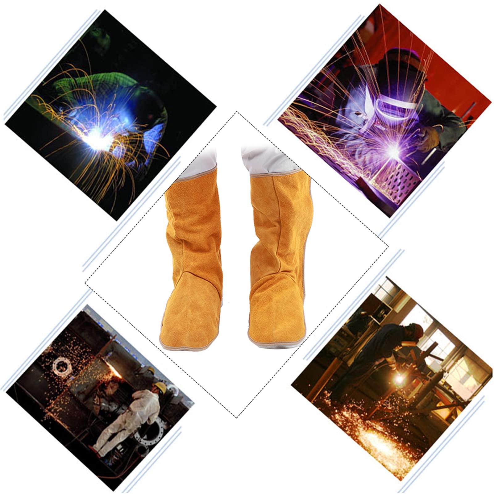 Protecteurs De Chaussures Soudeur En Cuir - Guêtres Ignifuges 500°C - Protection Contre Les Projections